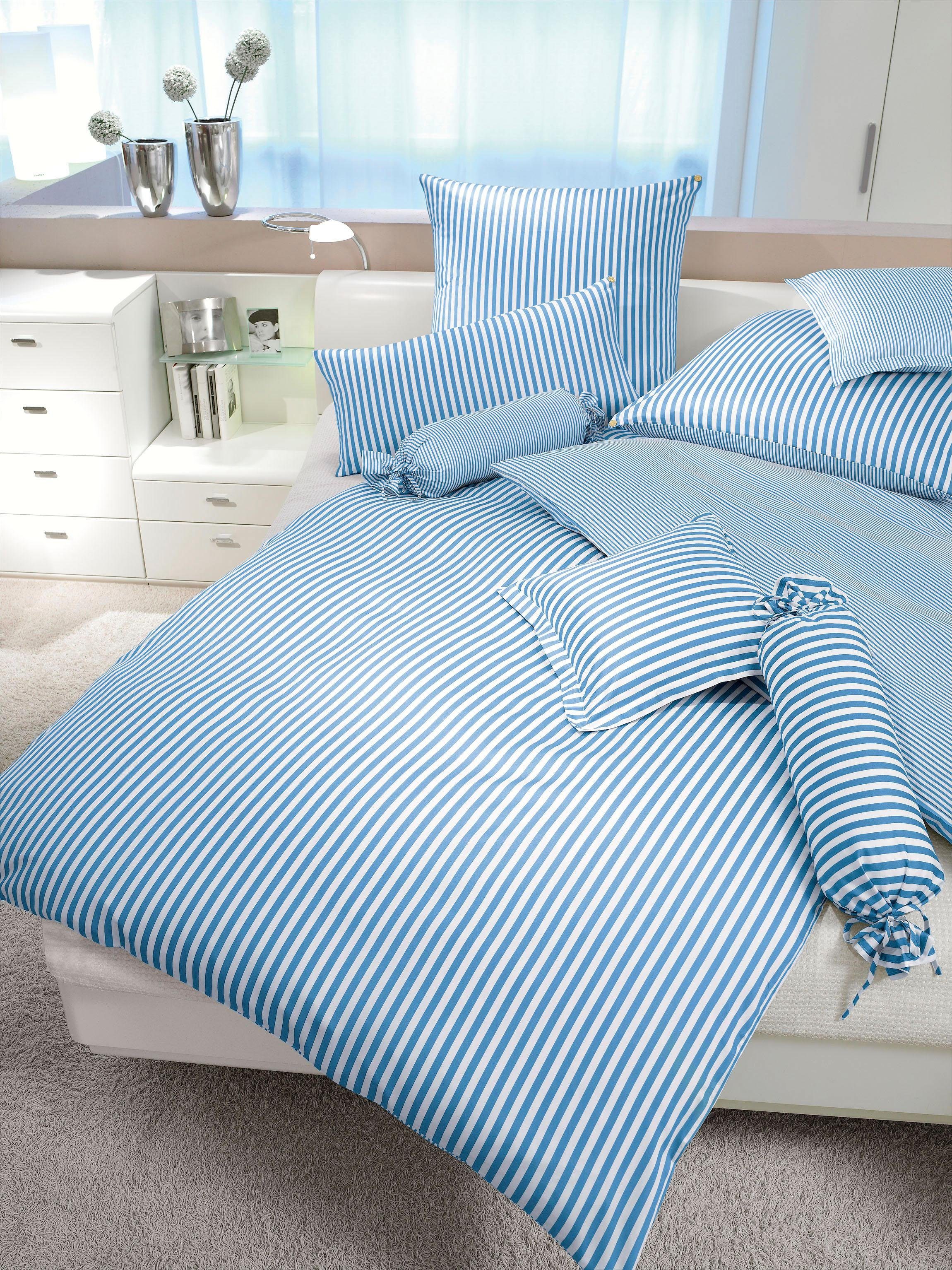 Janine Wendebettwäsche modernclassic 3912, 100% Baumwolle, Mako-Satin, 2 teilig, mit Reißverschluss, Streifen Design