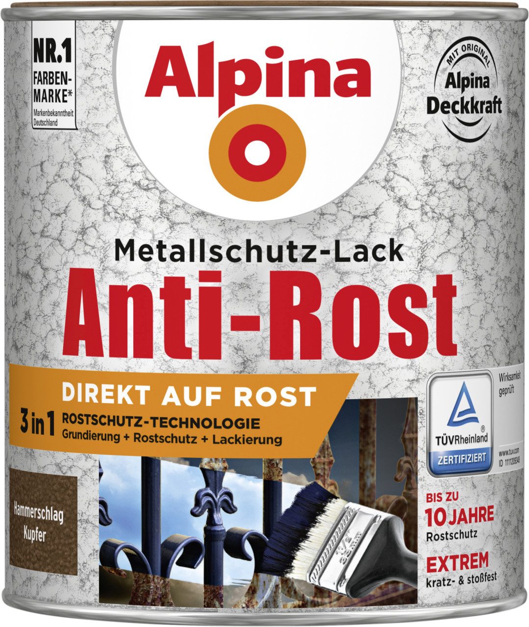 Metallschutzlack Alpina Metallschutz-Lack Hammerschlag 750 ml