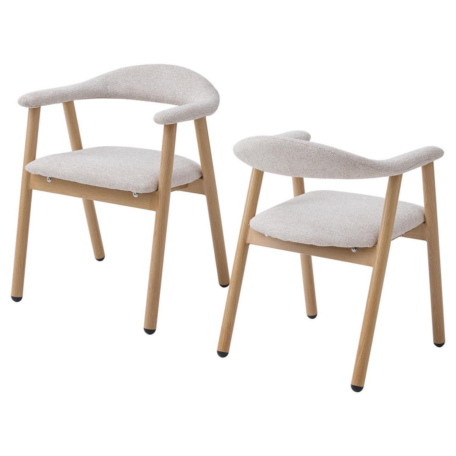 LuxusKollektion Esszimmerstuhl Küchenstuhl Polsterstuhl Stoff Rückenlehne Beige Original 2er-Set