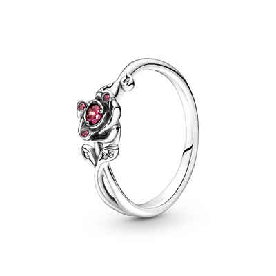 Pandora Silberring »Disney Beauty and the Beast Rose Sterling silver ring red&clear cubic zirconia«