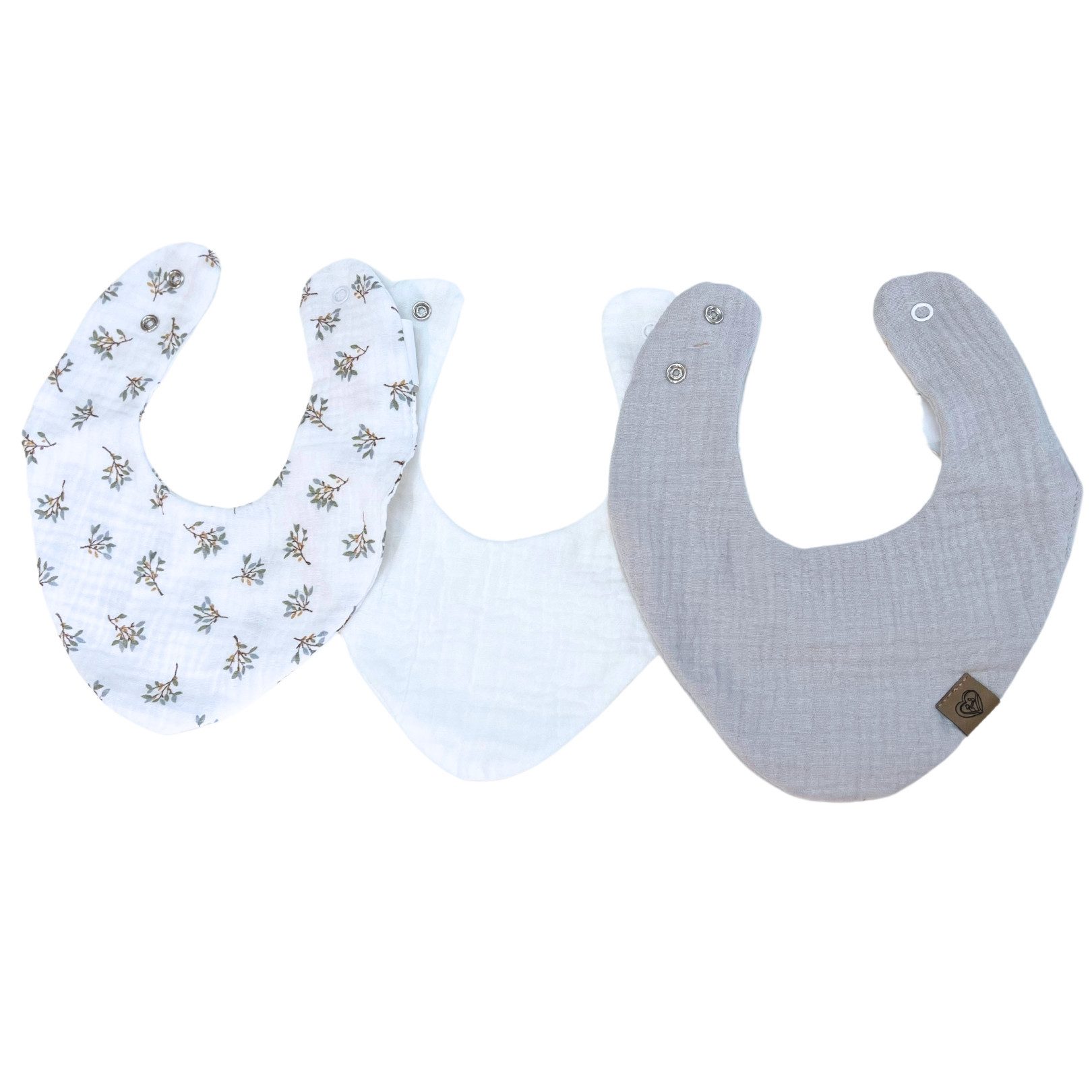 Babymajawelt Lätzchen Baby Halstücher Musselin 3er Set Sabberlätzchen, (Set, 3-St., 3 Stück Halstücher), Besonders weich und saugfähig, verstellbare Druckknöpfe, Made in EU