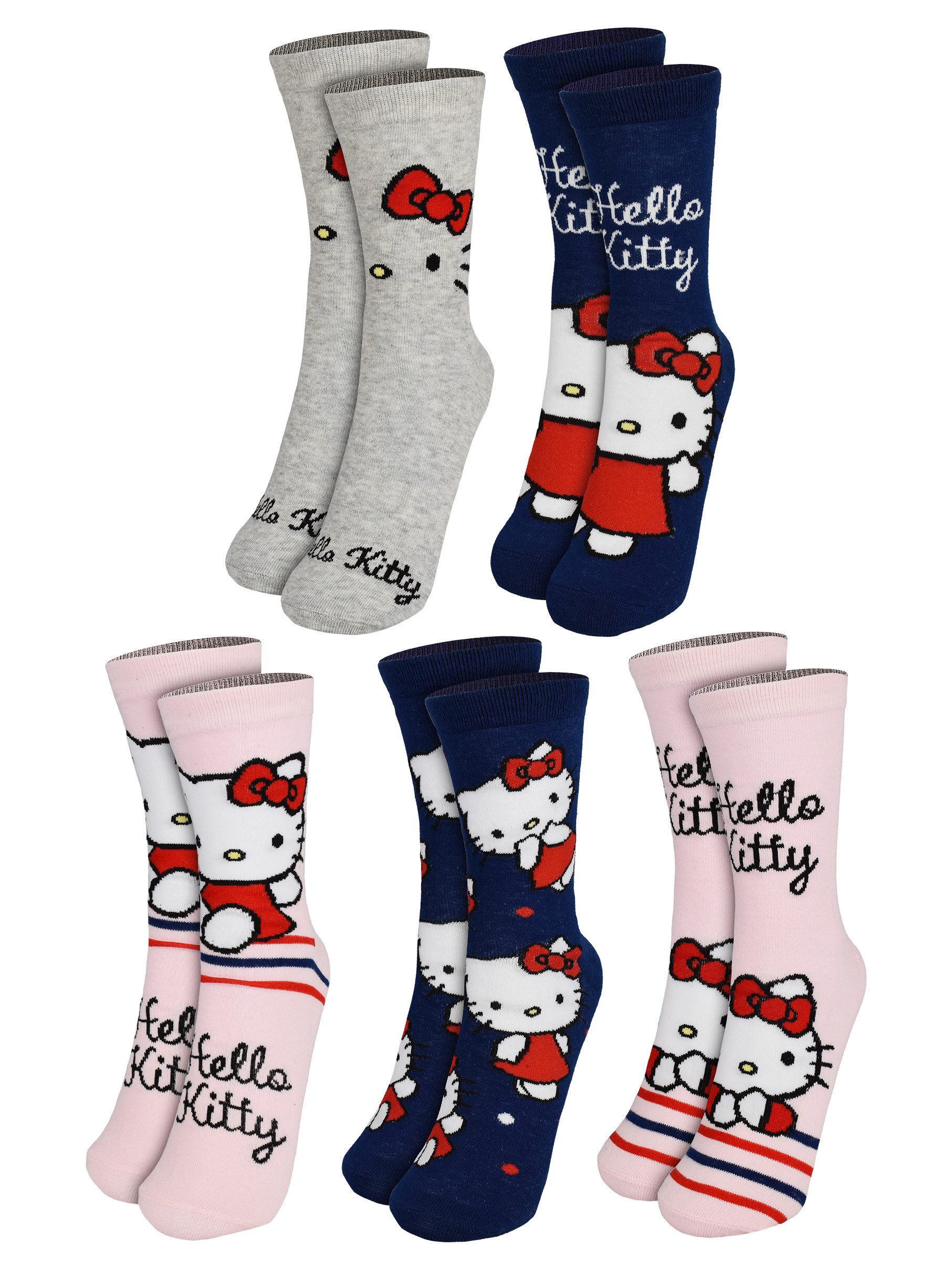 United Labels® Socken Hello Kitty Socken Sneaker Strümpfe (5er Pack) 38-43