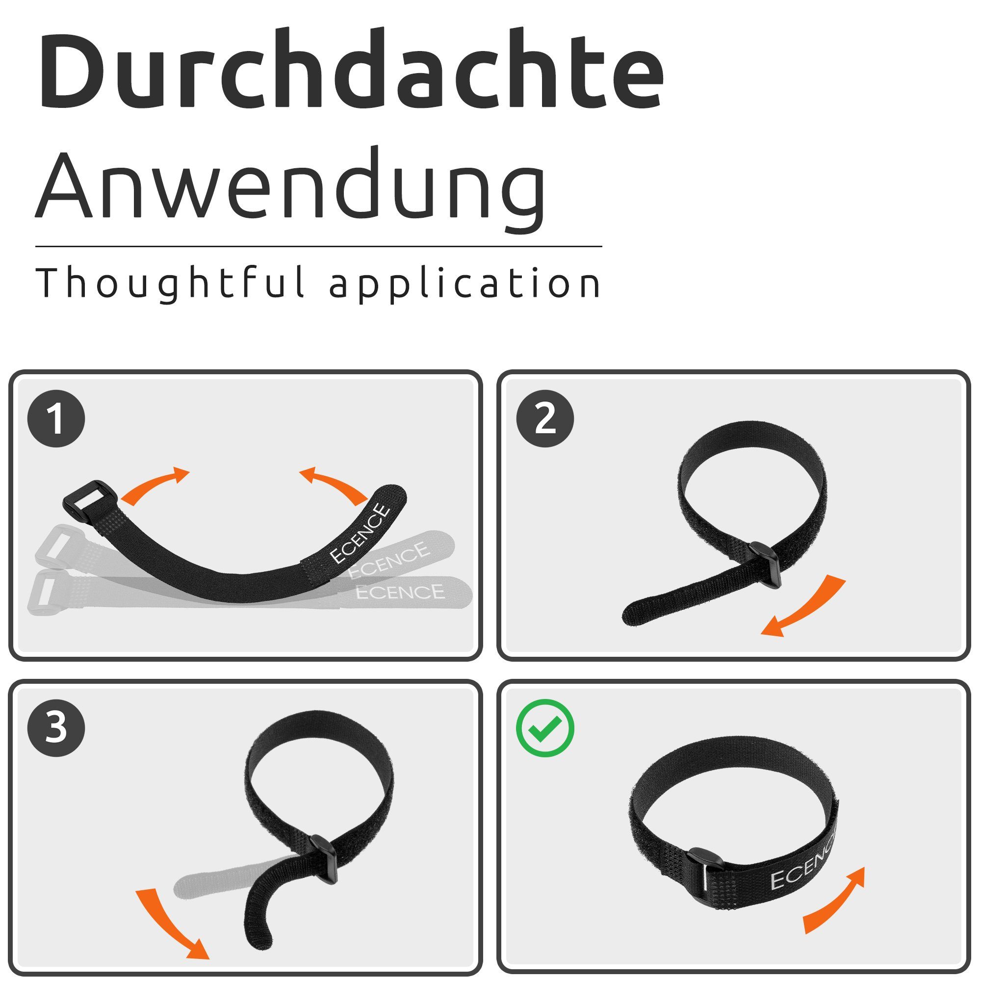 ECENCE Kabelzubehör 25er Set Klett-Kabelbinder wiederverwendbar – Bild 3 von 5