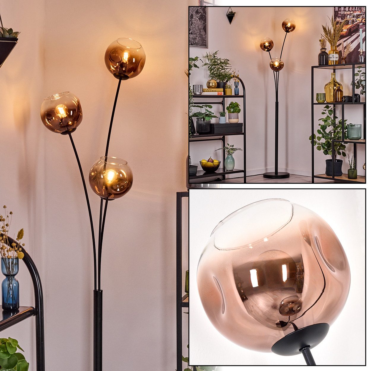 hofstein Stehlampe Stehlampe aus Metall/Glas in günstig online kaufen