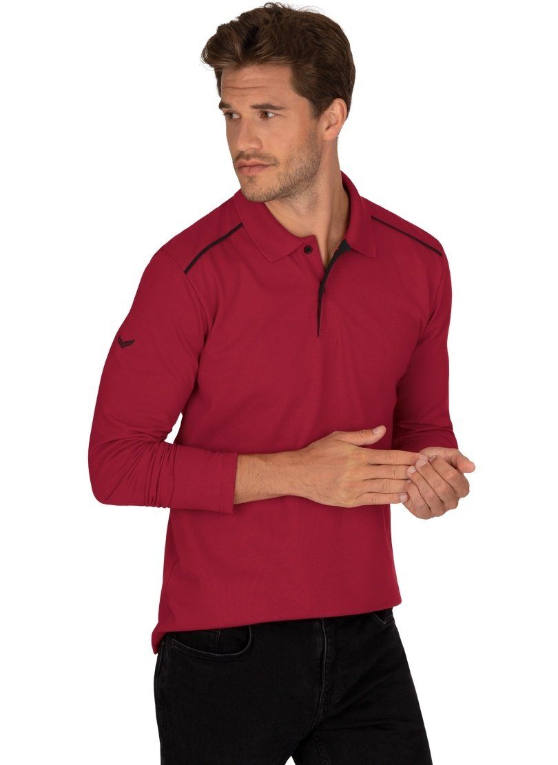 Trigema Poloshirt TRIGEMA Langarm Poloshirt aus Biobaumwolle rubin