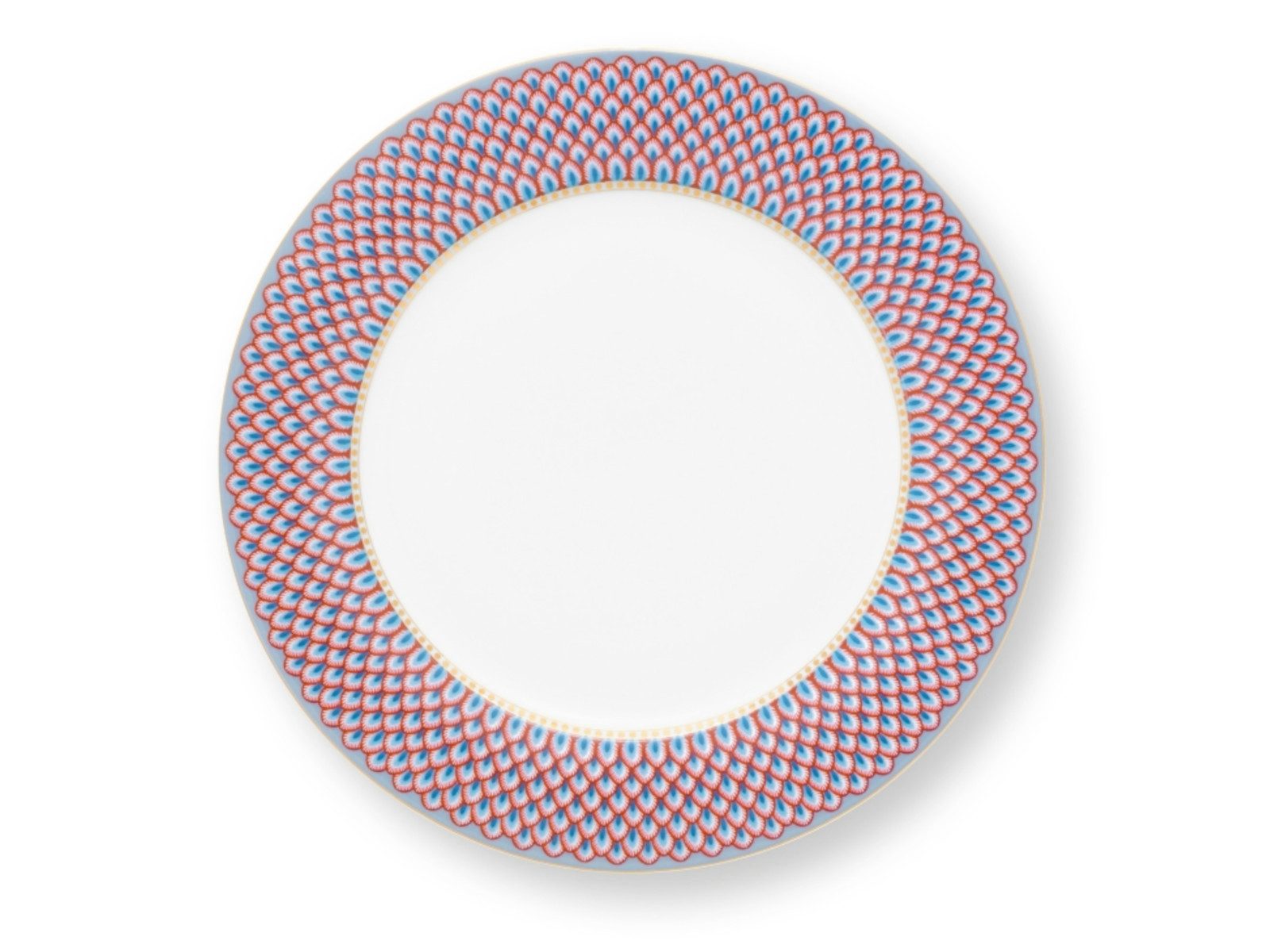 PiP Studio Speiseteller Flower Fest. Scallop Teller LightBlue/red 26,5cm, Plate Flower Festival Scallop Red-Light Blue 26.5cm