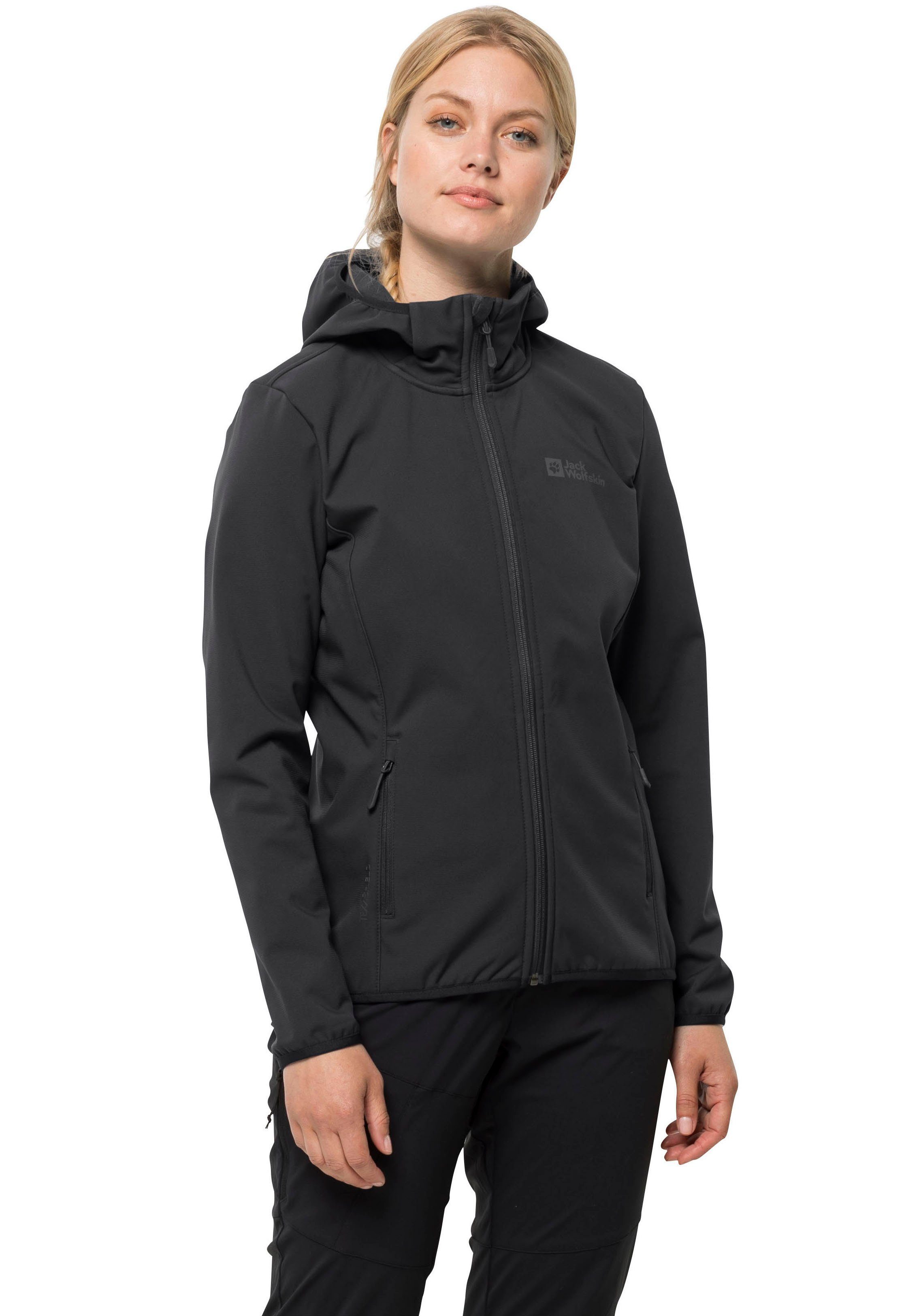 Jack Wolfskin Softshelljacke BORNBERG HOODY W Winddicht & Wasserabweisend & Atmungsaktiv