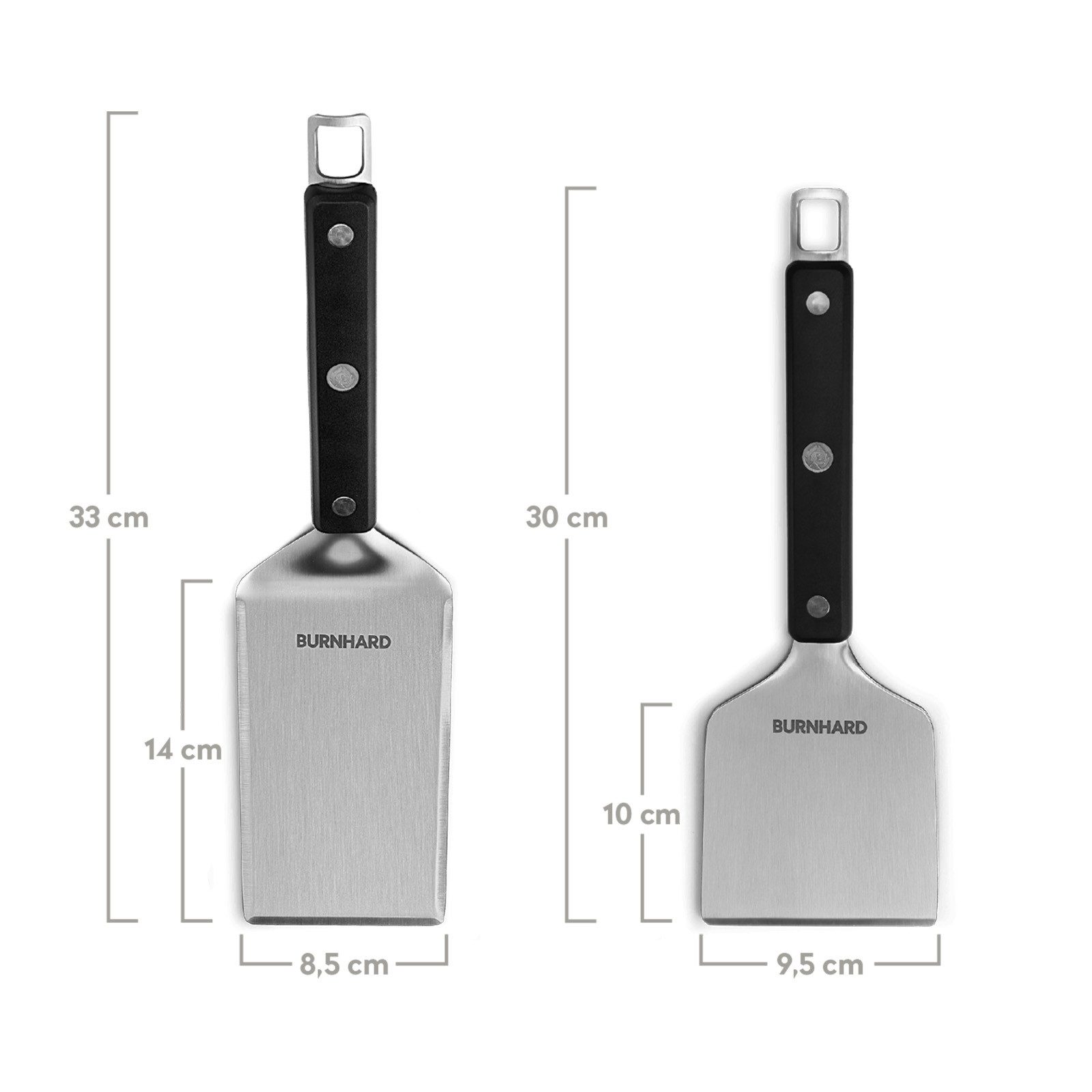 BURNHARD® Grillplatte Plancha Set Jones mit 2tlg. Grillspachtel und Grillschaber Set