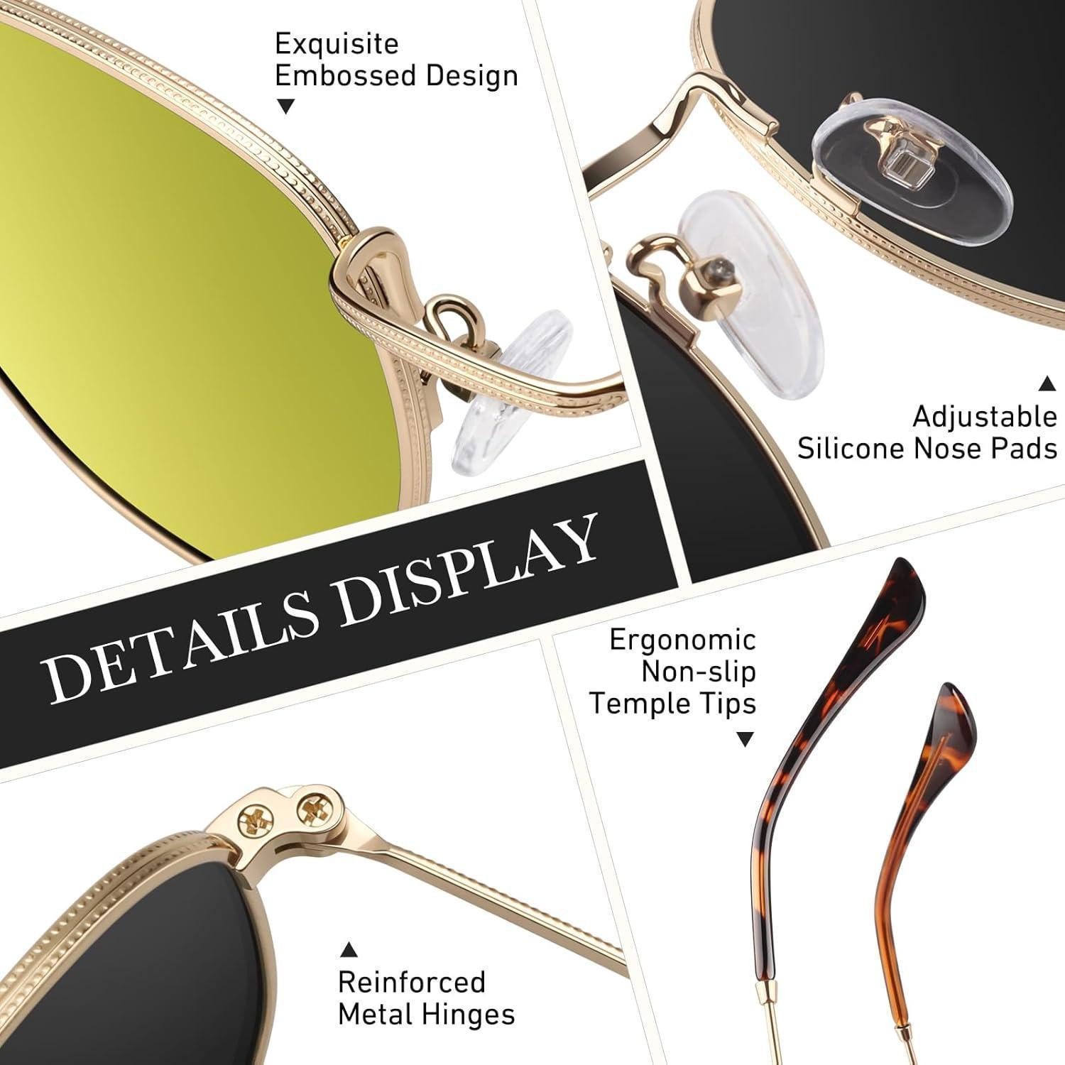 LuxusKollektion Retrosonnenbrille Sonnenbrille Damen Herren polarisiert UV400 Gold Rahmen Gold Linse