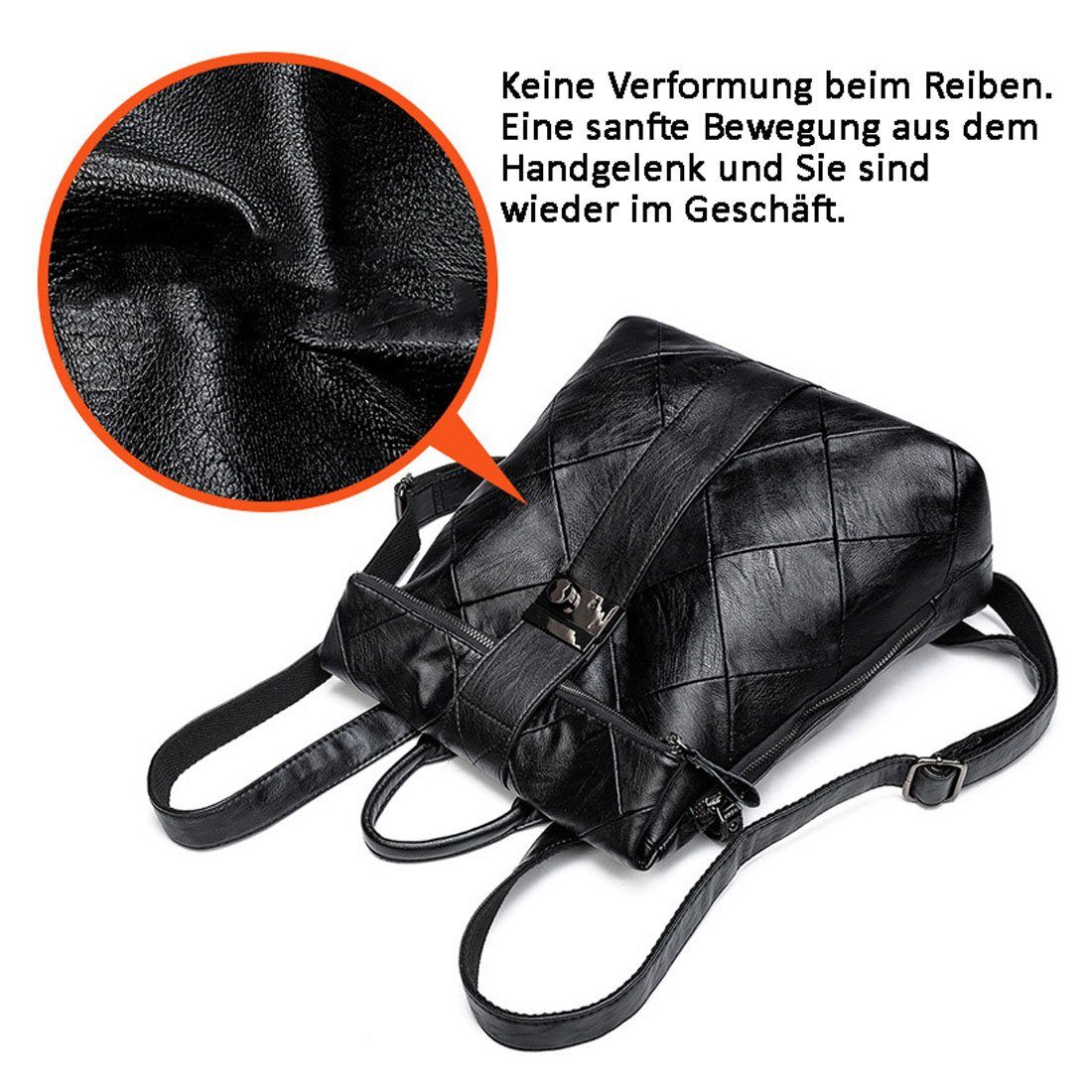 Cityrucksack Mode Reise-Rucksack, Umhängetasche, weiches Handtasche Damen DÖRÖY Leder