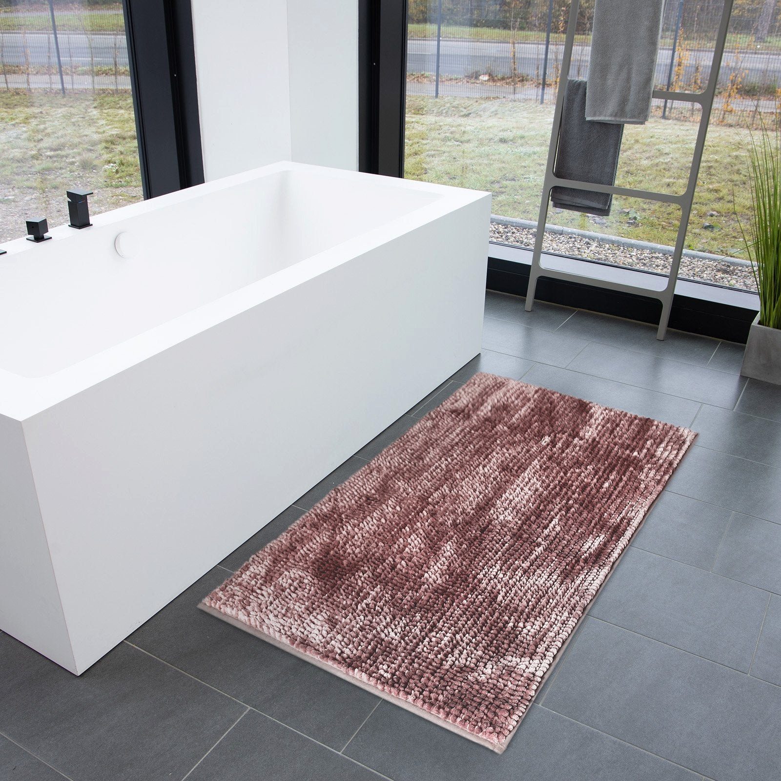 casa pura Badematte Chenille Badematte Coral Deluxe, Schimmernde Farben, Höhe 20 mm, Chenille-Struktur, Maschinenfest, 100% Polyester