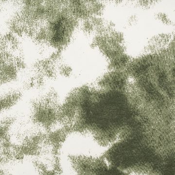 SCHÖNER LEBEN. Stoff French Terry Sommersweat Meterware Tie Dye Batik weiß khakigrün 1,45m, allergikergeeignet
