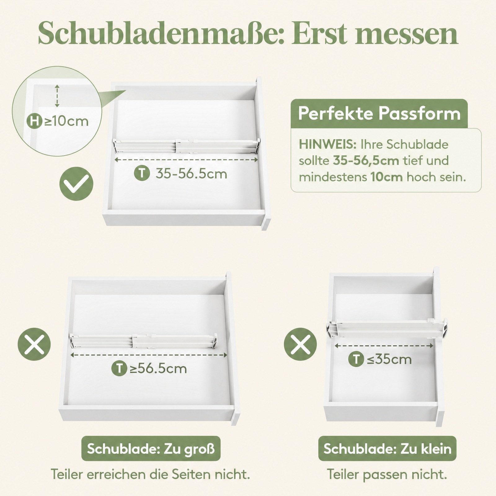 Lifewit Schubladeneinsatz Schubladentrenner verstellbar 35-55 cm, Organizer Küchenschrank. (Set, 5 St., 4-tlg, 5-tlg, 6-tlg, 8-tlg, 9-tlg, 12-tlg), Rissfest, ve – Bild 3 von 5