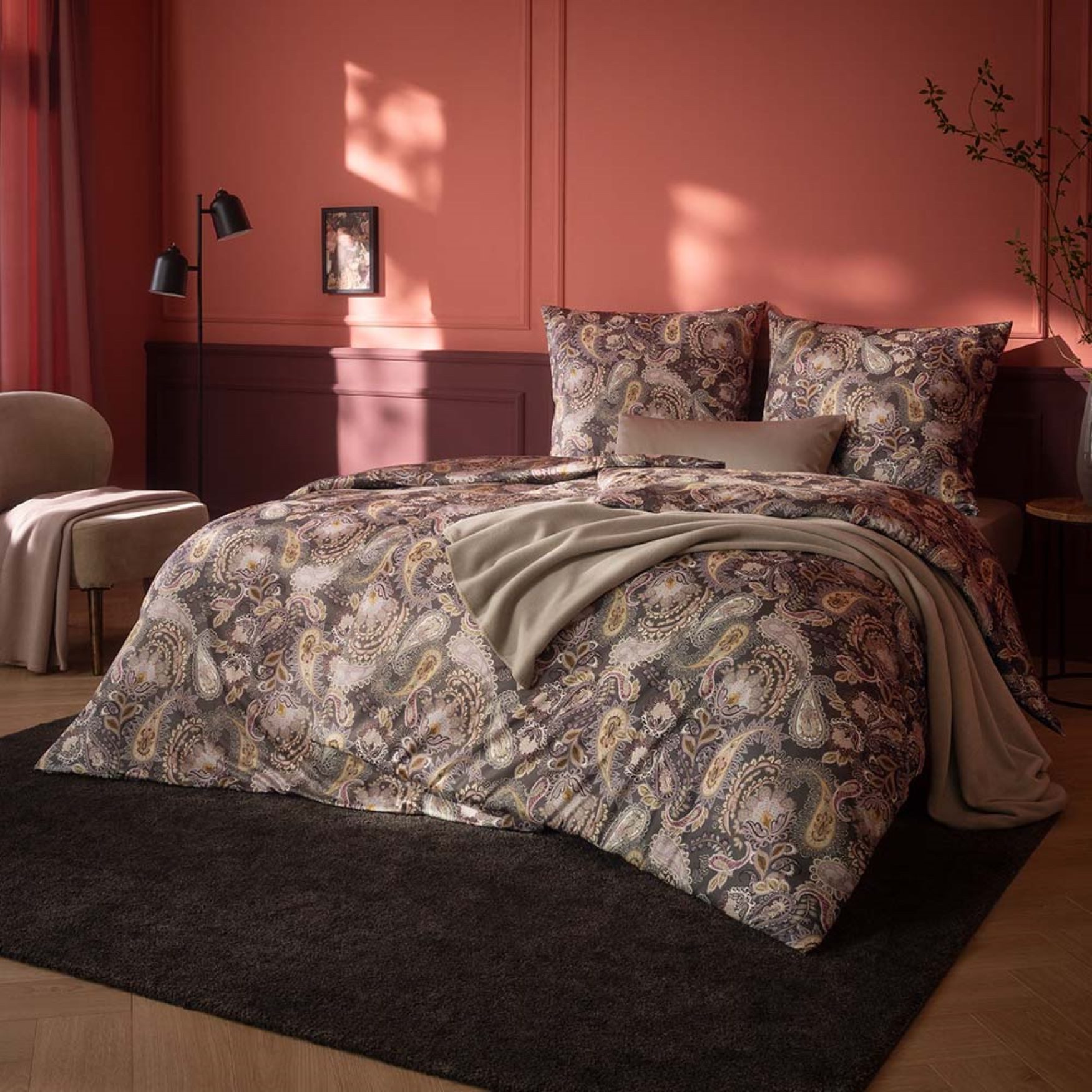 Estella Bettwäsche Estella Mako Jersey Bettwäsche 135x200 Elisabeth aubergine 6392-670, Mako-Jersey, 2 teilig, für Sommer und Winter