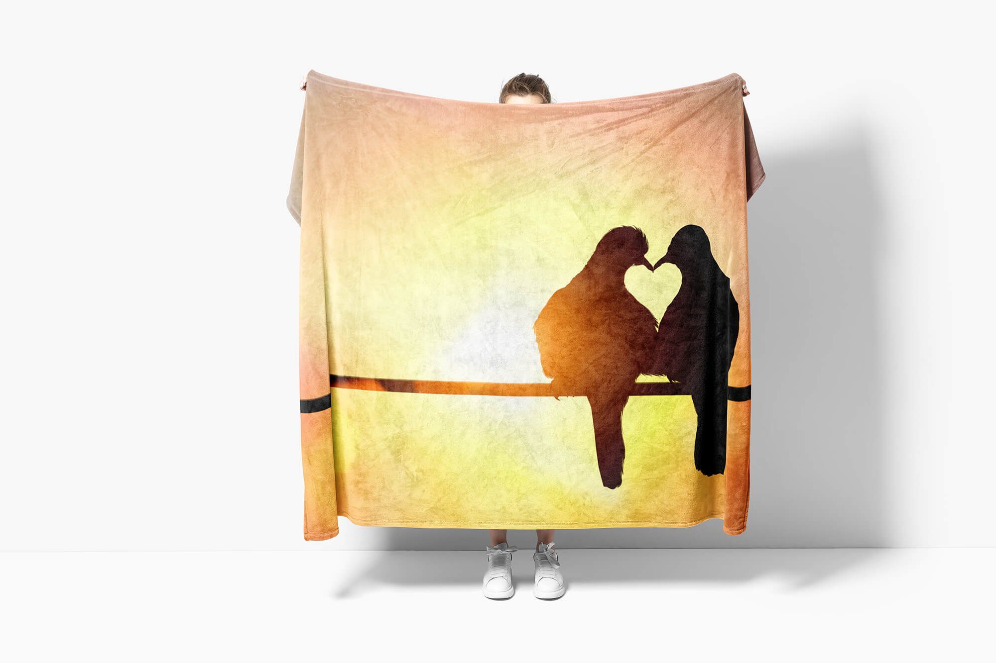 Liebespärch, Tauben Art Baumwolle-Polyester-Mix Sinus Handtuch mit Saunatuch Tiermotiv Handtuch (1-St), Strandhandtuch Handtücher Kuscheldecke
