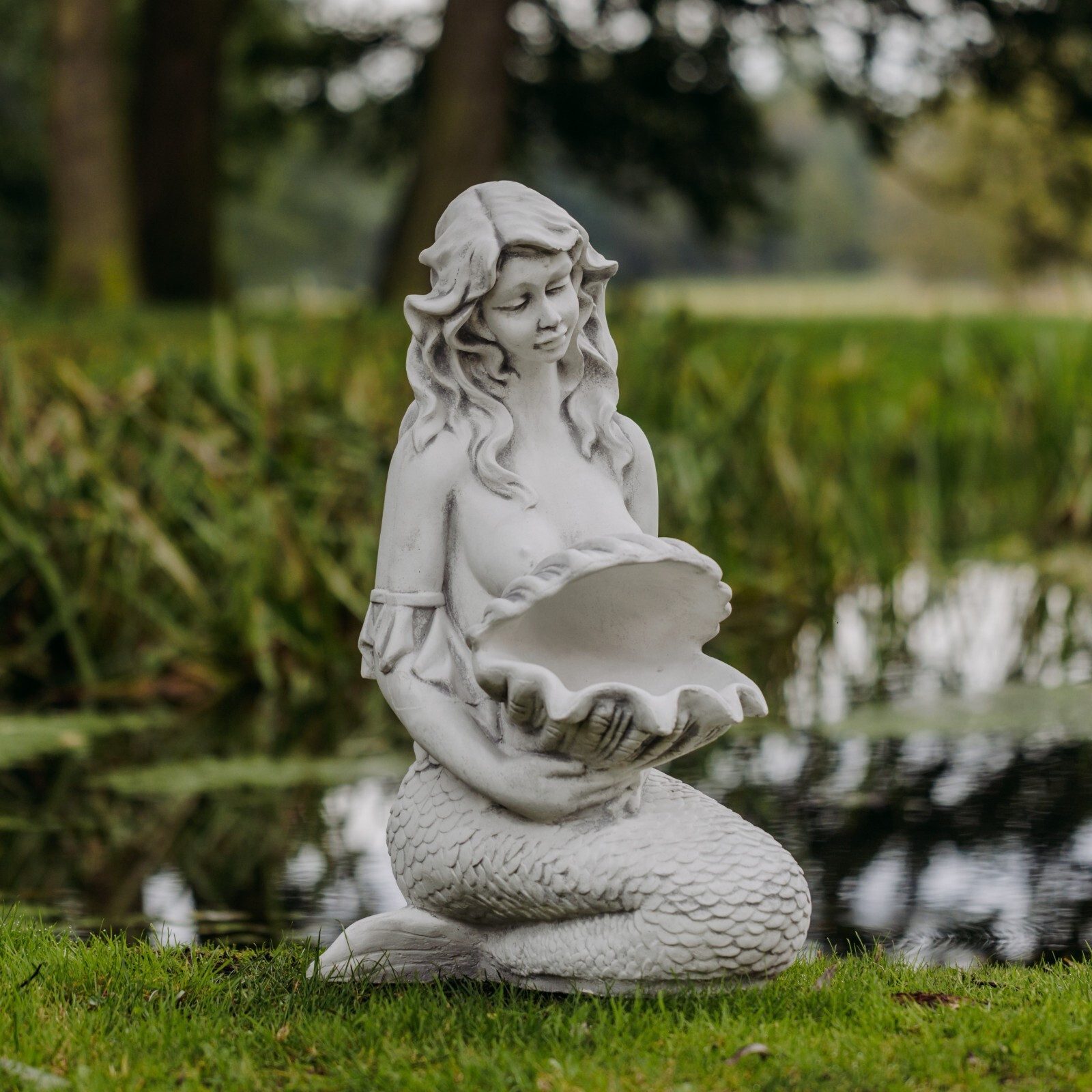 Gartenfigur Statue Einer Meerjungfrau mit Wasserspeier, H. 75 cm, 73 kg