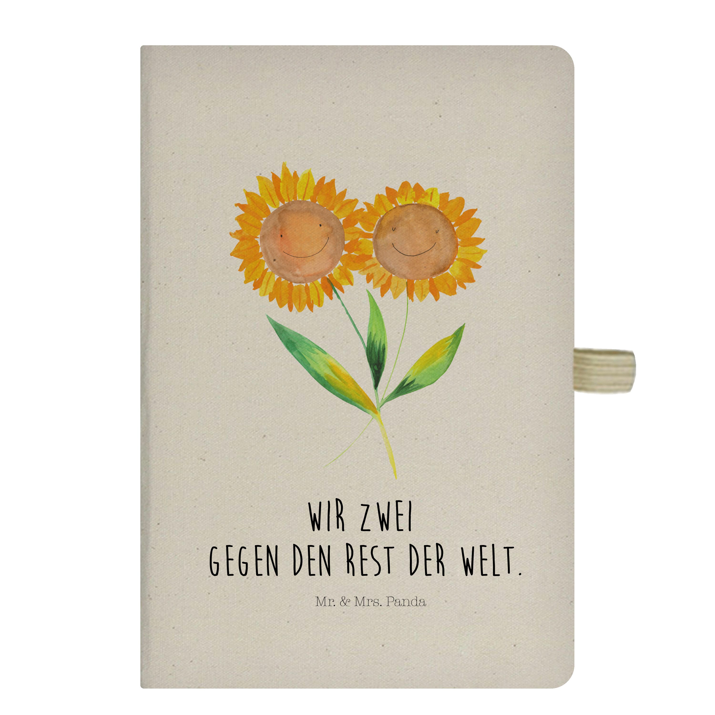 Mr. & Mrs. Panda Notizbuch Blume Sonnenblume, DIN A5 Baumwoll Notizbuch, Transparent, Vertrauen, Mr. & Mrs. Panda