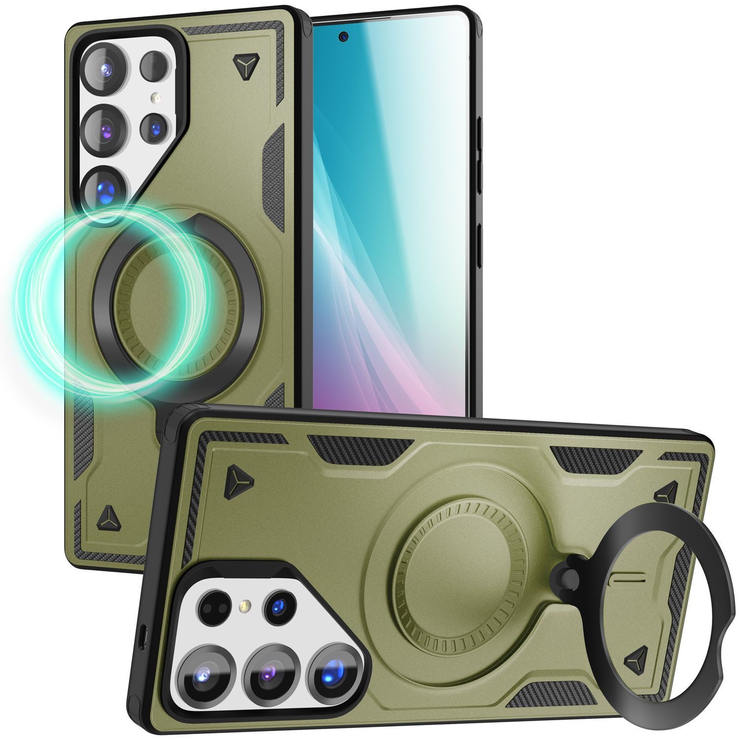 Nalia Smartphone-Hülle Samsung Galaxy S25 Ultra, Stormguard / Armor Ringhülle mit MagSafe / Stoßfeste Harte Panzerhülle