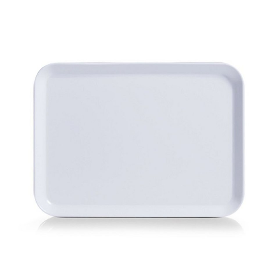 Zeller Present Küchenorganizer-Set Melamintablett, weiß, 24 x 18 cm,  praktisches Serviertablett in trendigen Pastellfarben