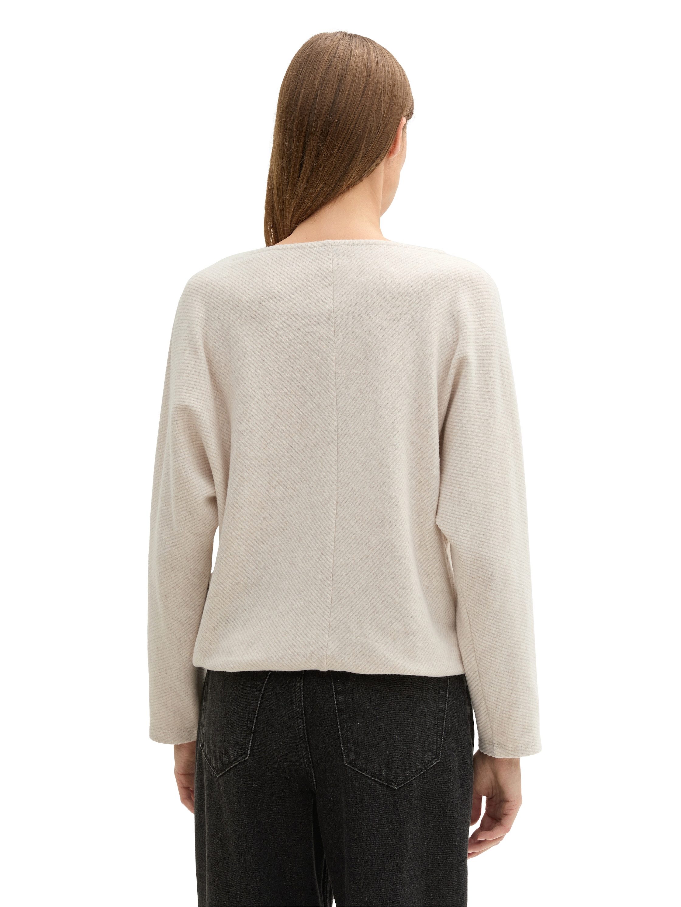 TOM TAILOR Fledermausshirt mit Rundhalsausschnitt und Struktur-Optik günstig online kaufen