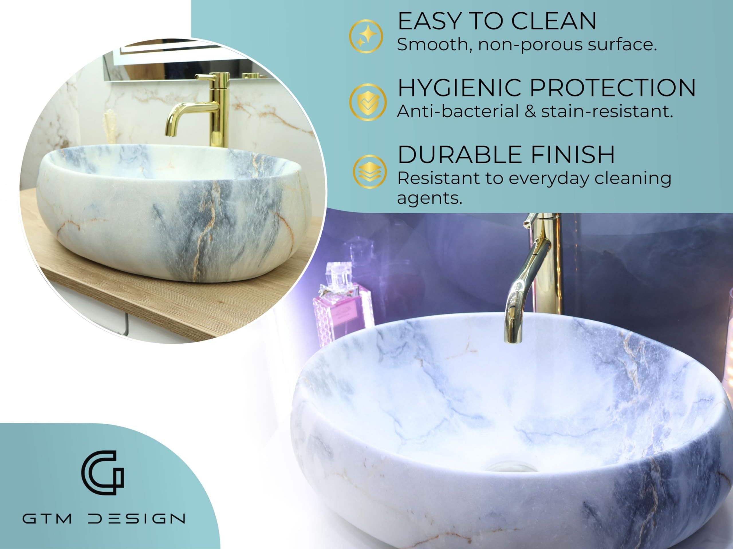 GTM Design Aufsatzwaschbecken LINDA Modern Waschbeckenm