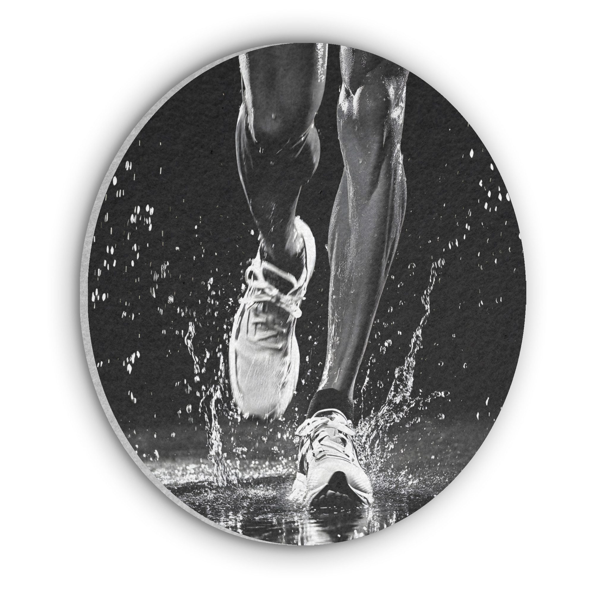 MuchoWow Gemälde Laufschuhe - Laufen - Drops - Schwarz, Fotodruck (1 St), Wandkreis, Wandpaneele, Schalldämmung, Akustikbilder 50x50 cm