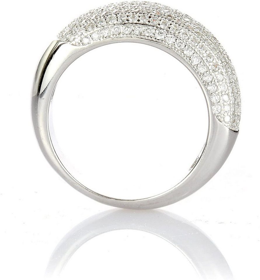 Karisma Fingerring Damen Eternity Ring aus 925 Silber mit funkelnden Steinen, – Pavé-Design