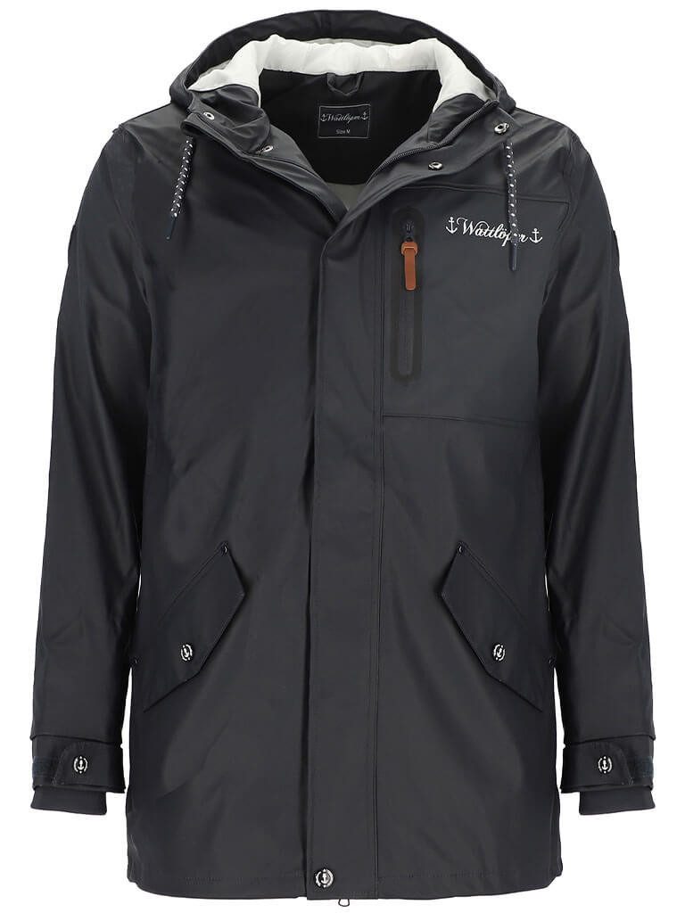 Wattlöper Regenmantel 62213 Herren Regenmantel Regenjacke mit Kapuze & abgedecktem Reißverschluss