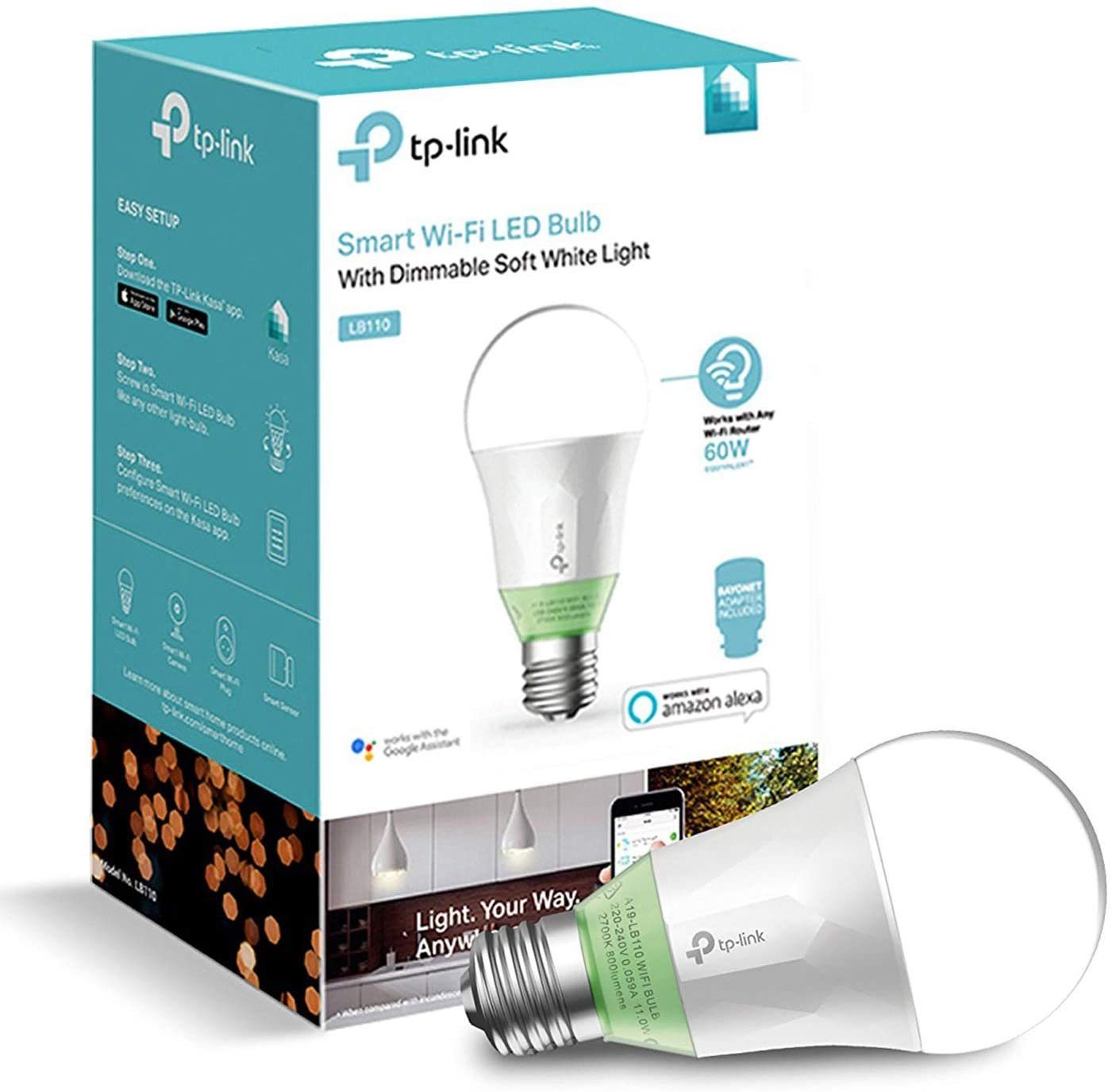 tp-link Smarte LED-Leuchte TP-Link LB110 Kasa Smart dimmbare LED-WLAN-Glühbirne - E27, 10W, 2700k