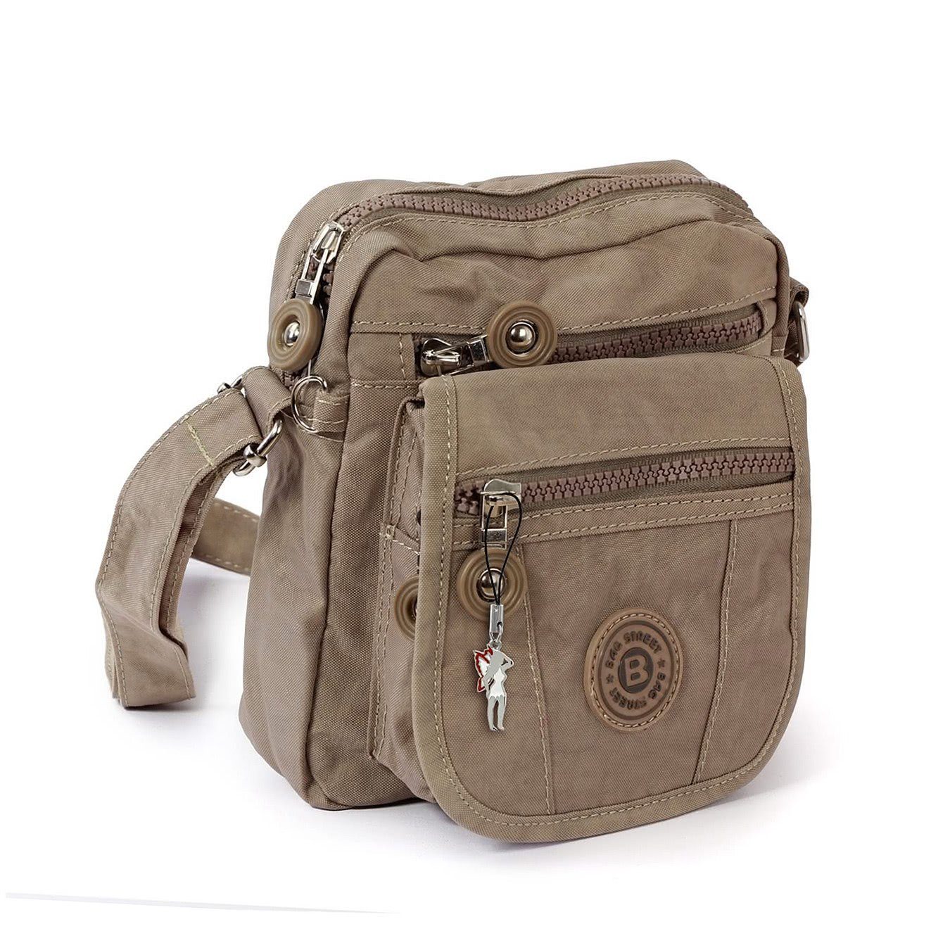 BAG STREET Umhängetasche Bag Street Damen Herren Crossover (Umhängetasche), Damen, Jugend Umhängetasche Nylon, stone, braun ca. 15cm x ca. 18cm