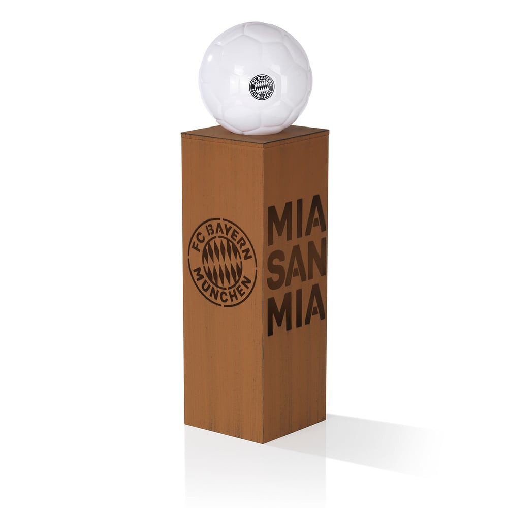 FC Bayern München Dekosäule Rost-Optik Leuchtkugel 84cm braun, Garten Dekoration Deko Säule Beleuchtung LED Fußball