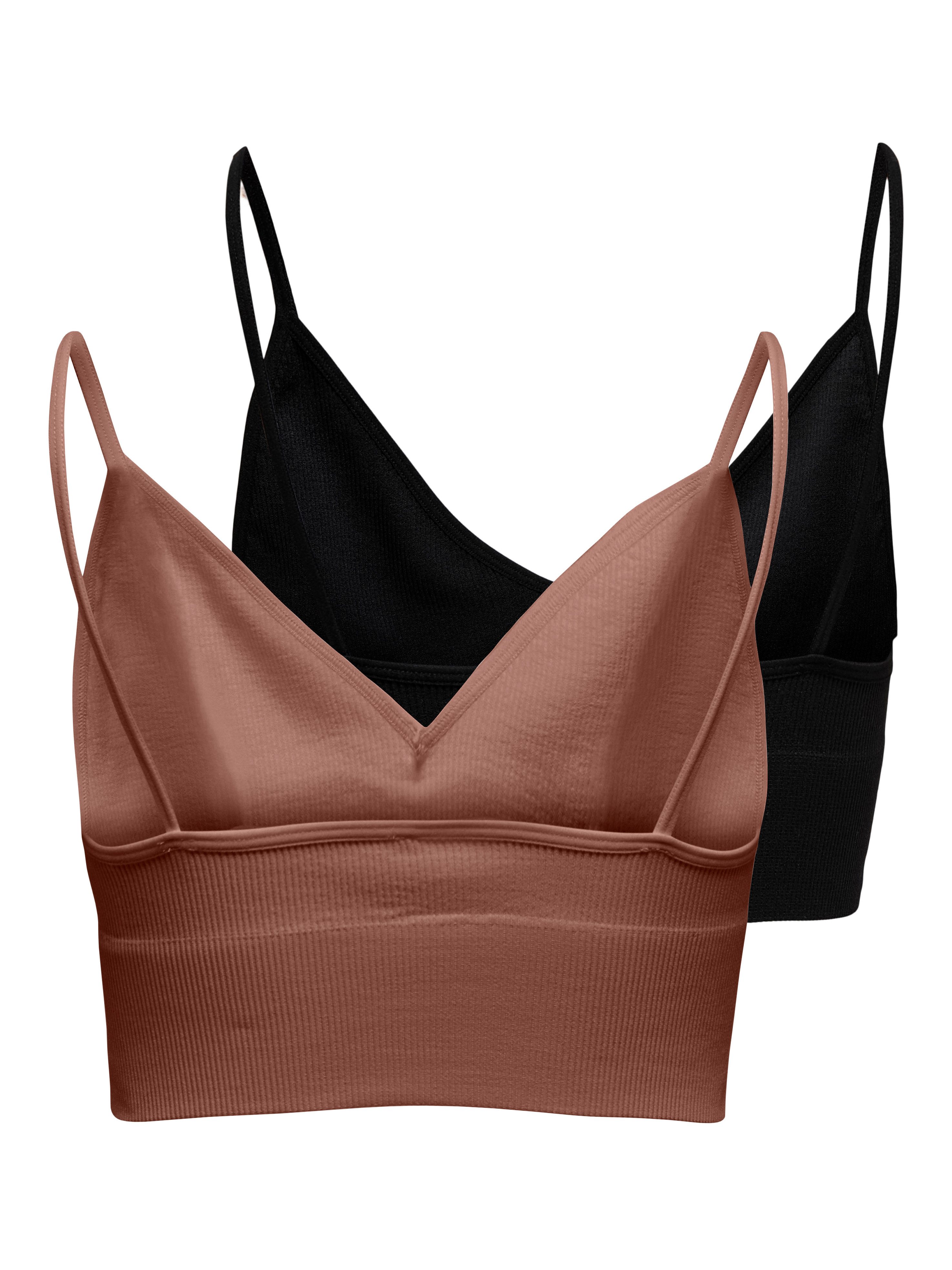 ONLY Bustier ONLVICKY – BH-Tops mit geripptem Detail im 2er-Pack (Packung, 2-tlg) figurbetont, modisch, Materialmix, Jersey, Spaghettiträger