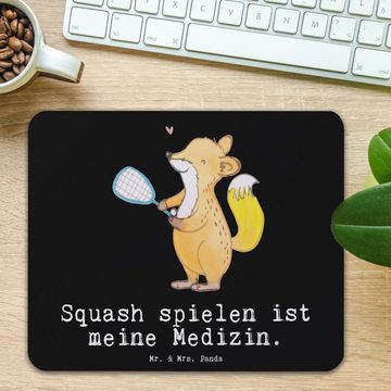 Mr. & Mrs. Panda Mauspad Fuchs Squash spielen - Schwarz - Geschenk, Mousepad, Hobby, Computer (1-St), Handgelenkschonend
