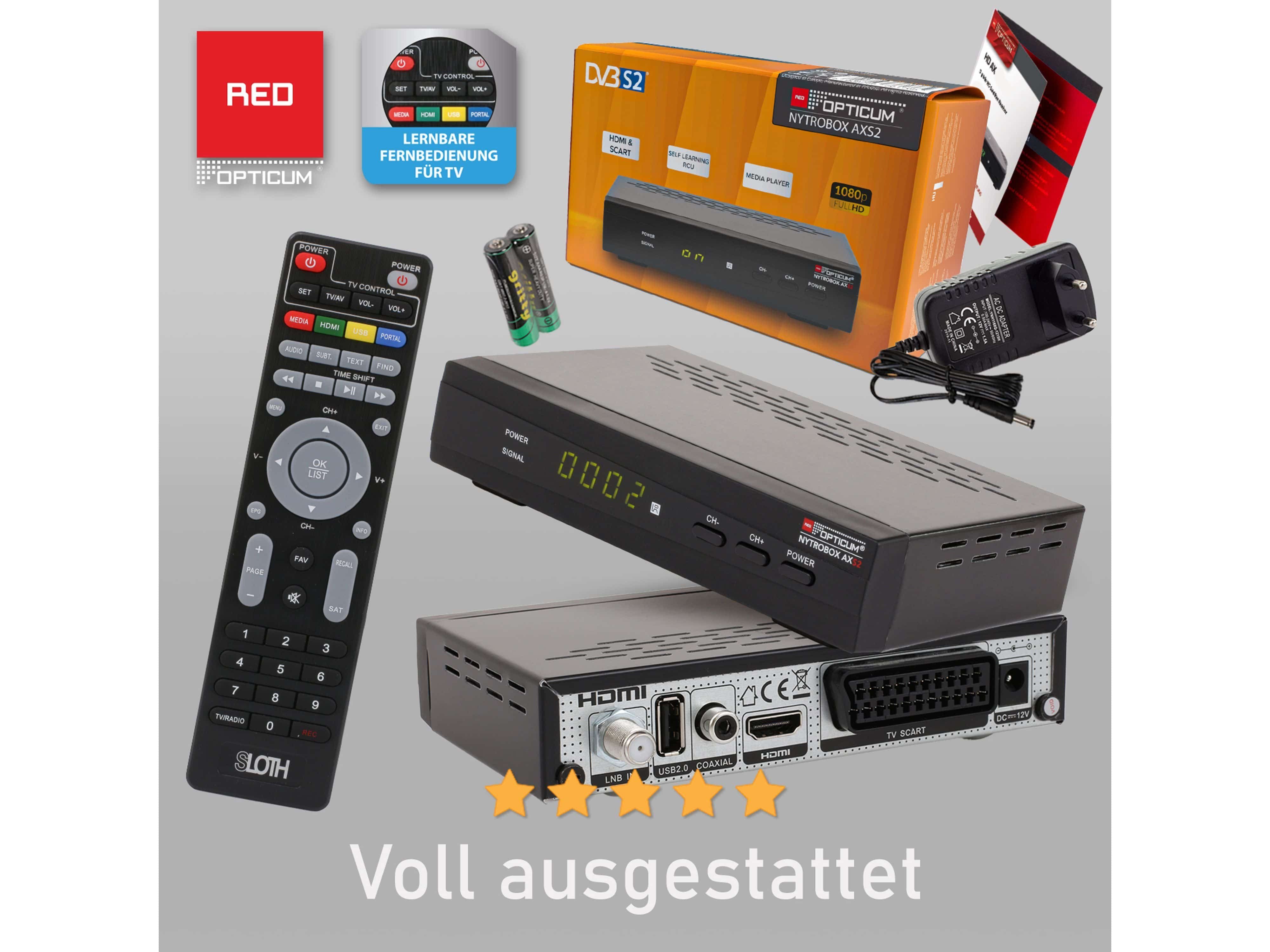 OPTICUM Satellitenreceiver RED AXS2, mit RED NYTROBOX OPTICUM HDTV DVB-S Receiver