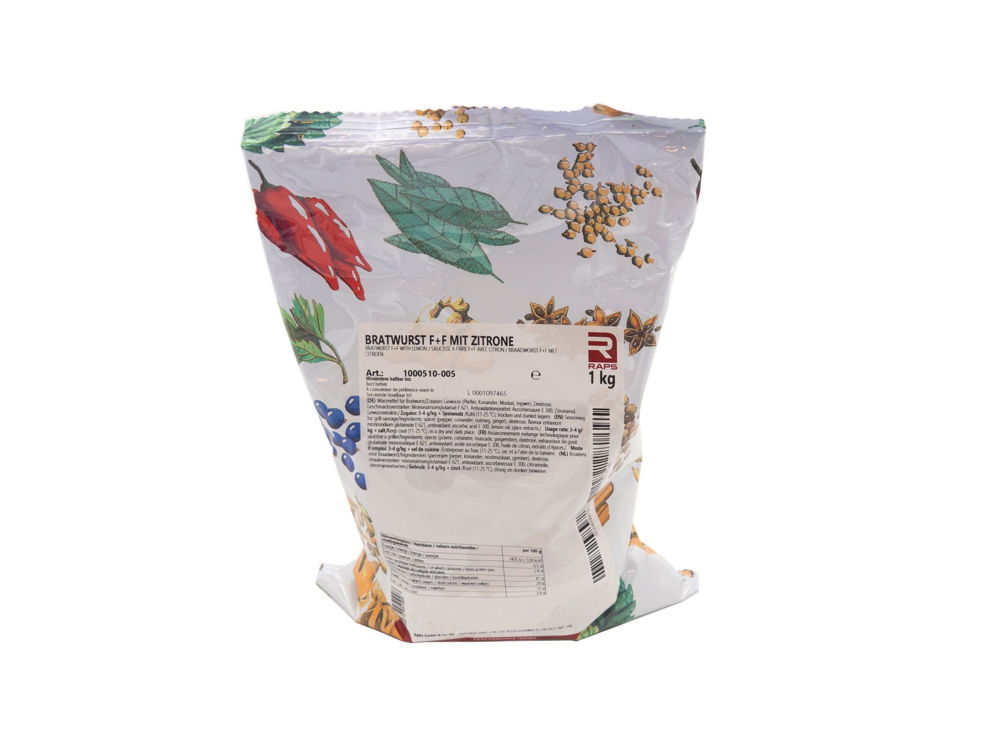 Raps Gewürz Bratwurst F+F mit Zitrone 1 kg Beutel