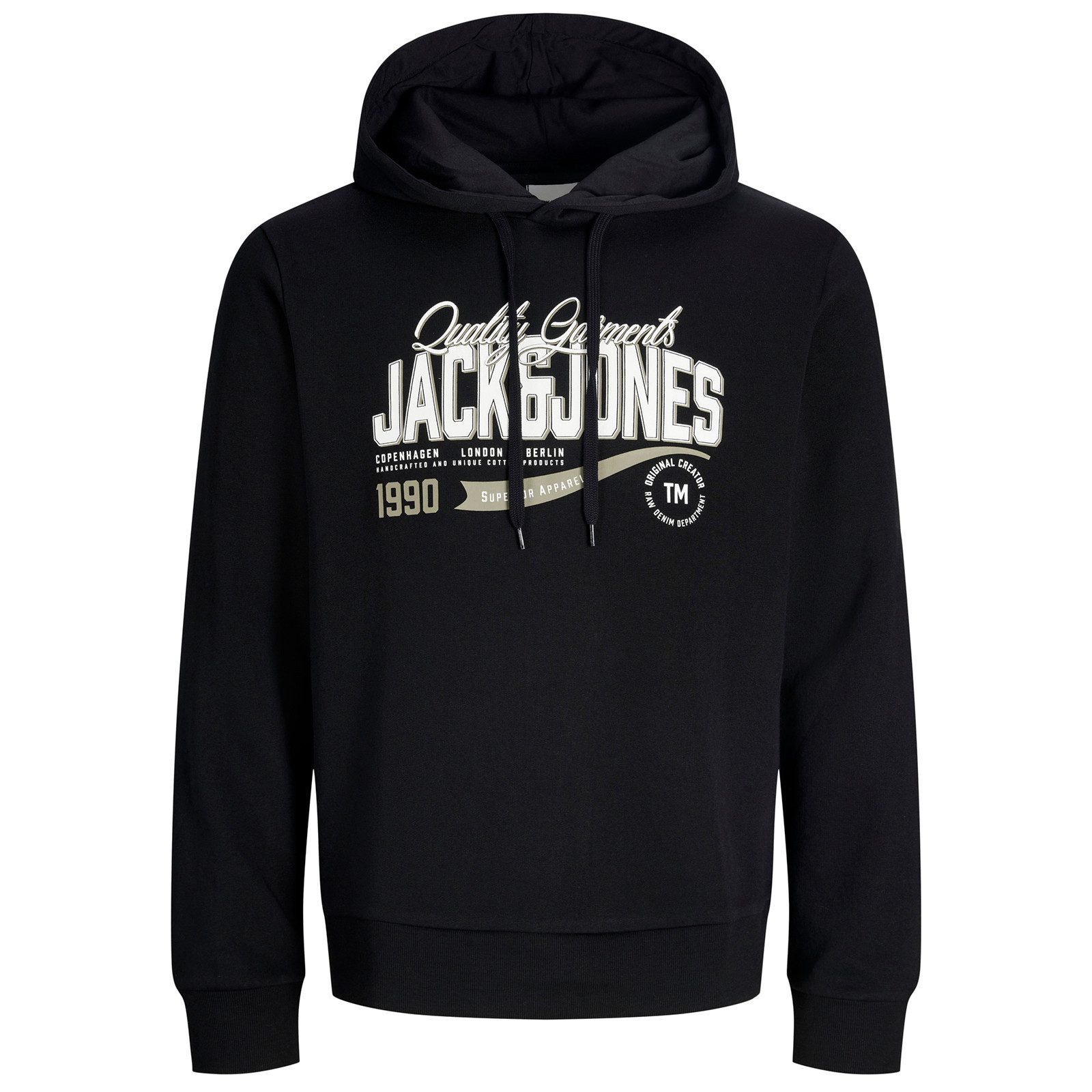 Jack & Jones Kapuzensweatshirt Jack&Jones Übergrößen Hoodie JJELOGO Print schwarz