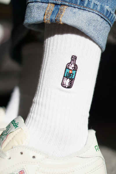Fashion Drinks Tennissocken Luft, Bestickte Bio Baumwoll Socken (1 Paar) bestickt