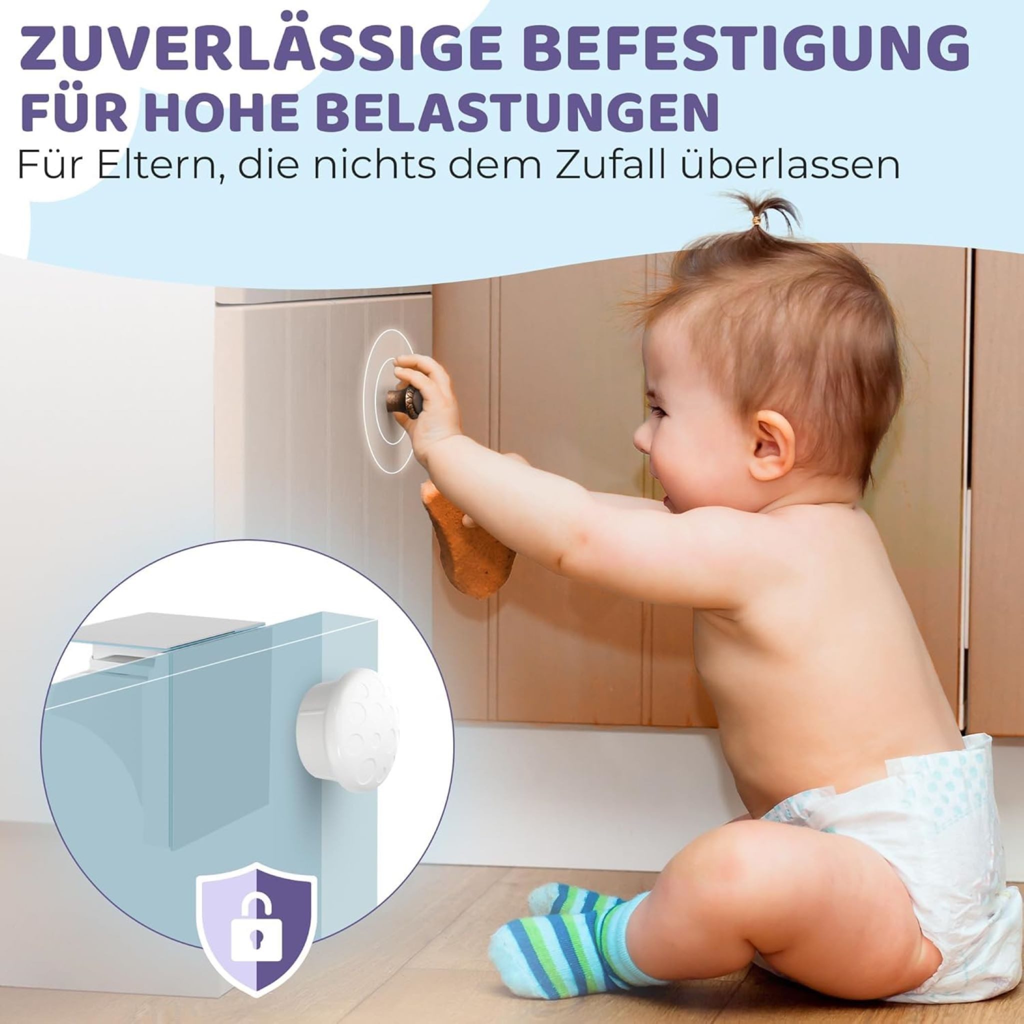 WunderHippo Kindersicherung Magnetische Kindersicherungen 12 Schlösser+3 Schlüssel, weiß – Bild 5 von 5