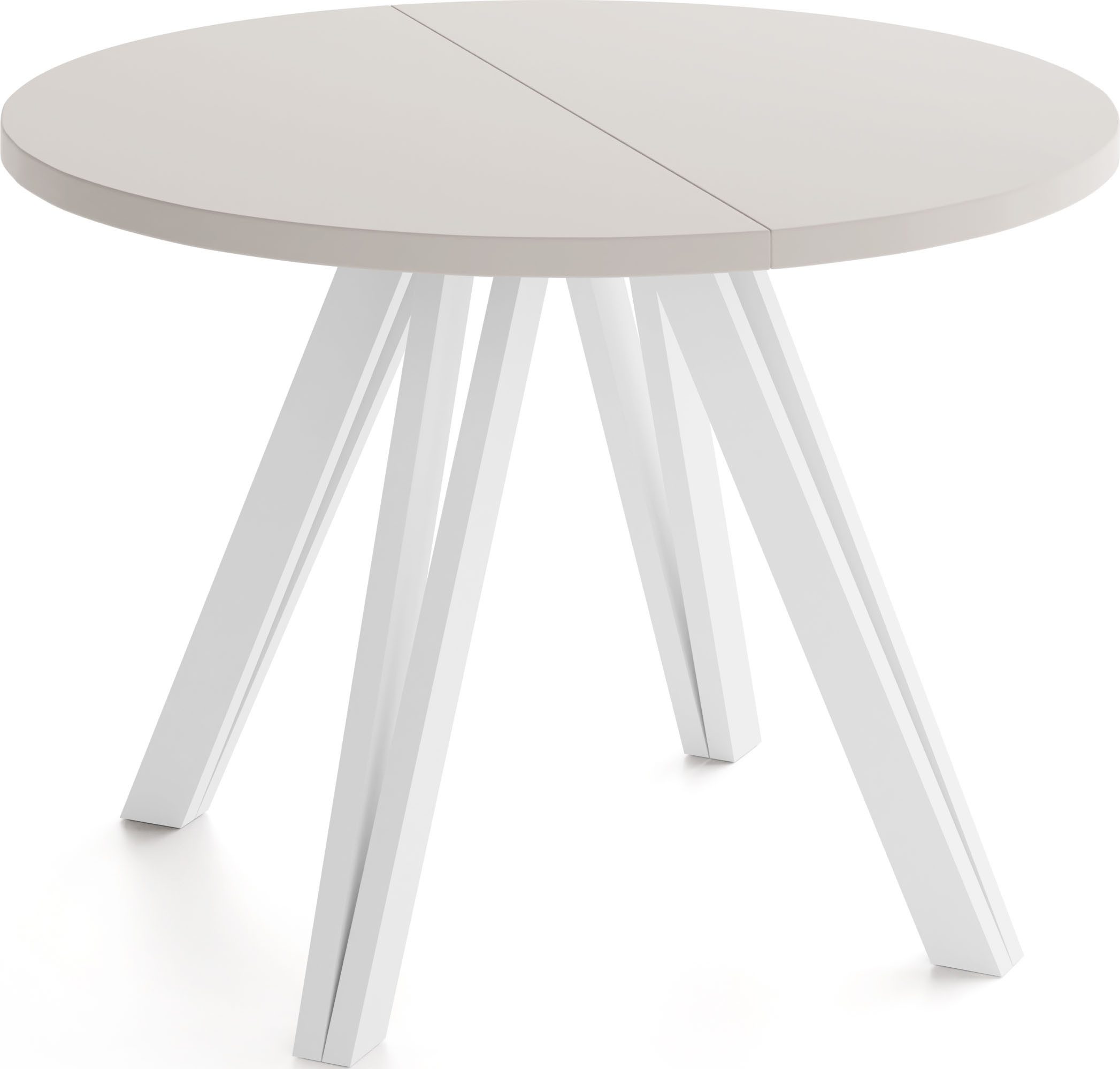 WFL GROUP Esstisch Ravano ausziehbar rund modern mit Weißen Holzbeinen (MADE IN EU, drei Größen – 100 cm, ausziehbar auf 140/180 cm), platzsparender Tisch für kleine Küche, Esszimmer oder Wohnzimmer