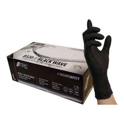 Nitras Medical Nitril-Handschuhe NITRAS 8320 Black Wave Einmalhandschuhe- Handschuhe puderfrei reißfest (Spar-Set)