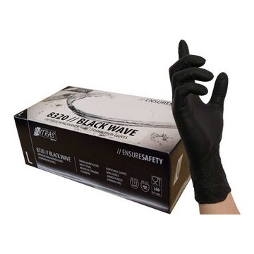 Nitras Medical Nitril-Handschuhe NITRAS Einmalhandschuhe 8320 Black Wave 10x 100 Stück - puderfrei (Spar-Set)