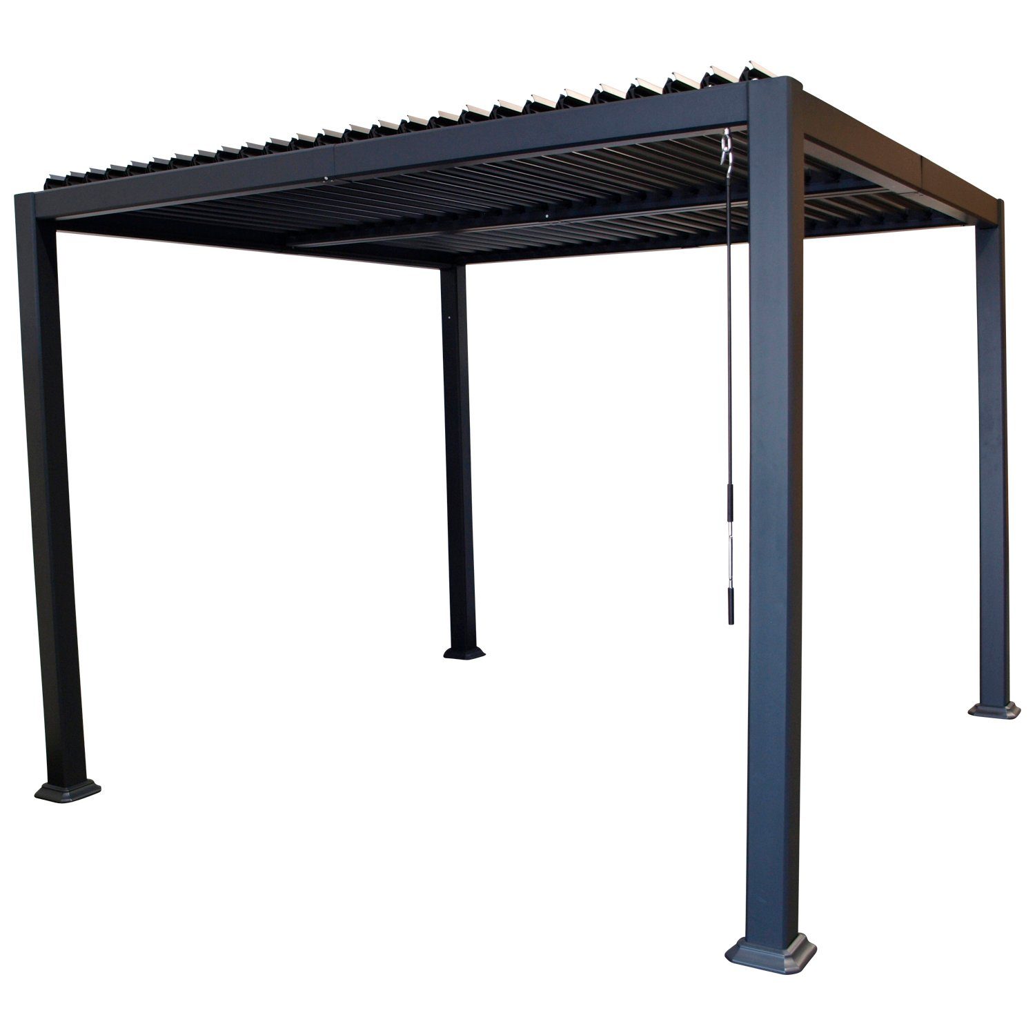 DEGAMO Pavillon BARACOA mit Lamellendach, 300x300cm, Aluminium dunkelgrau