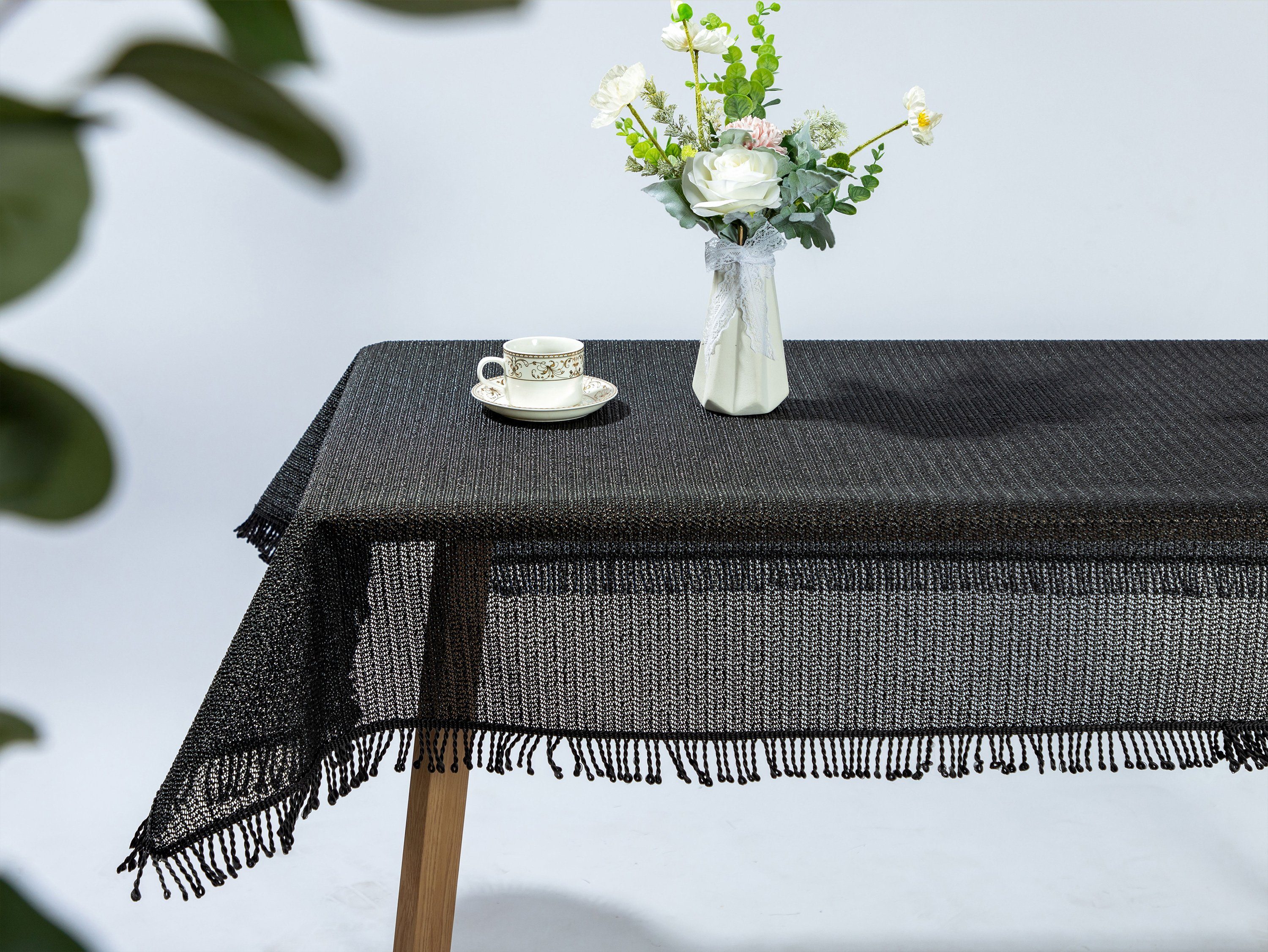 Beautex Tischdecke Moa Weichschaum Tischdecke mit Fransen Garten, Balkon, Terrasse (1-tlg)