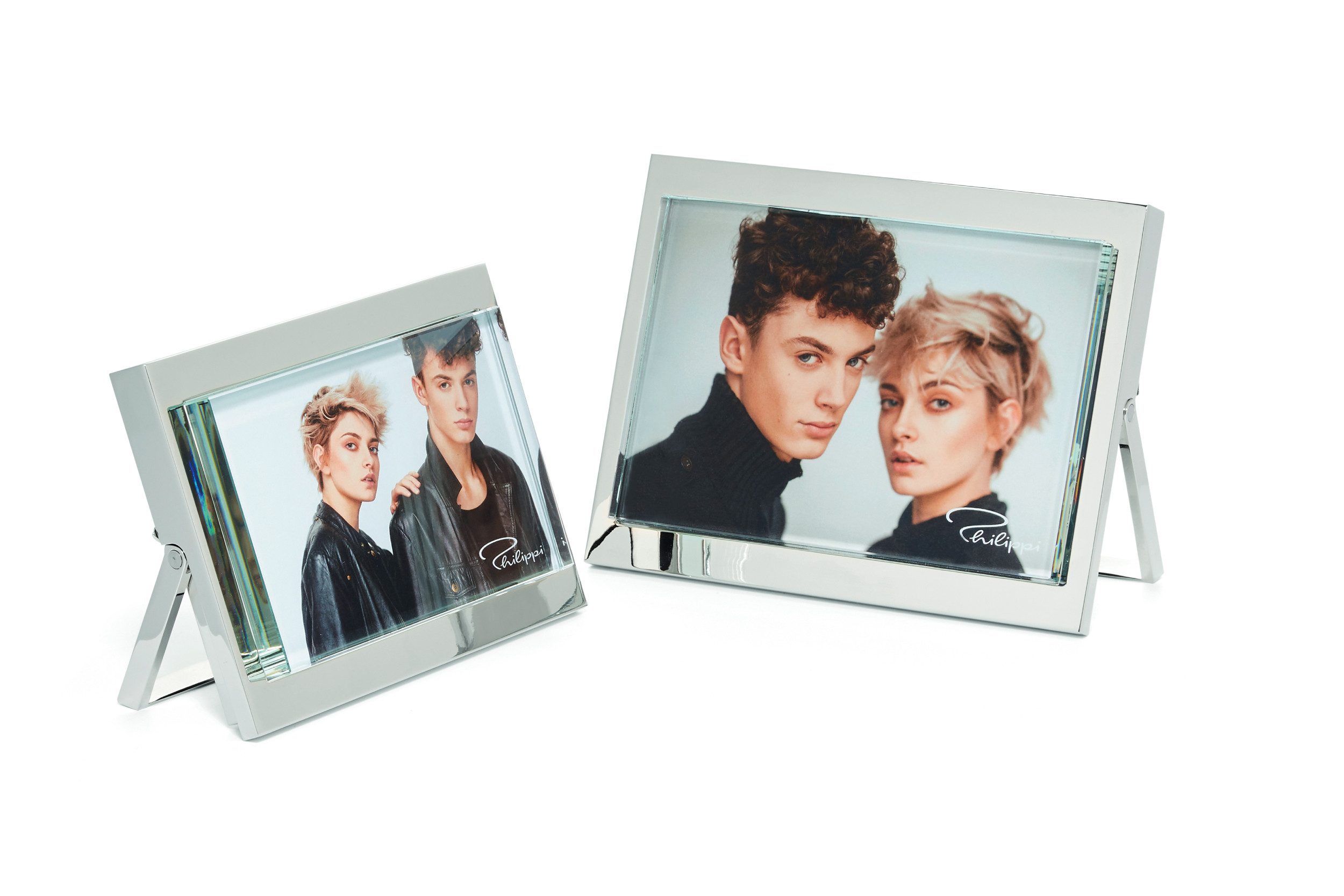 PHILIPPI Bilderrahmen Collage, 13 x 18 cm Metallguss, Nickel, hochglanzpoliert,12 mm Glas