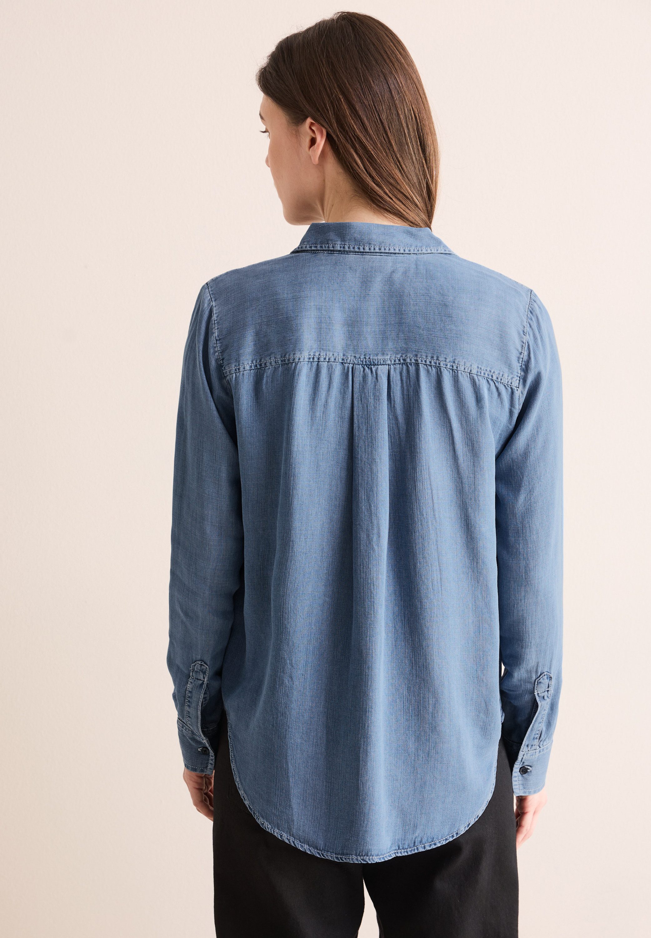 CECIL Langarmbluse in Denim-Optik
