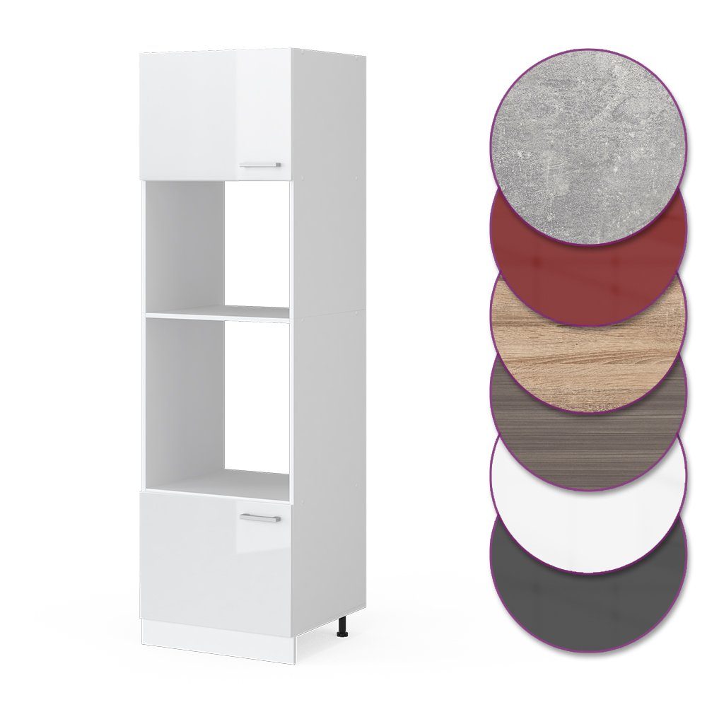 Vicco Mikrowellenumbauschrank R-Line, Weiß Hochglanz/Weiß, 60 cm (1-St) – Bild 5 von 5