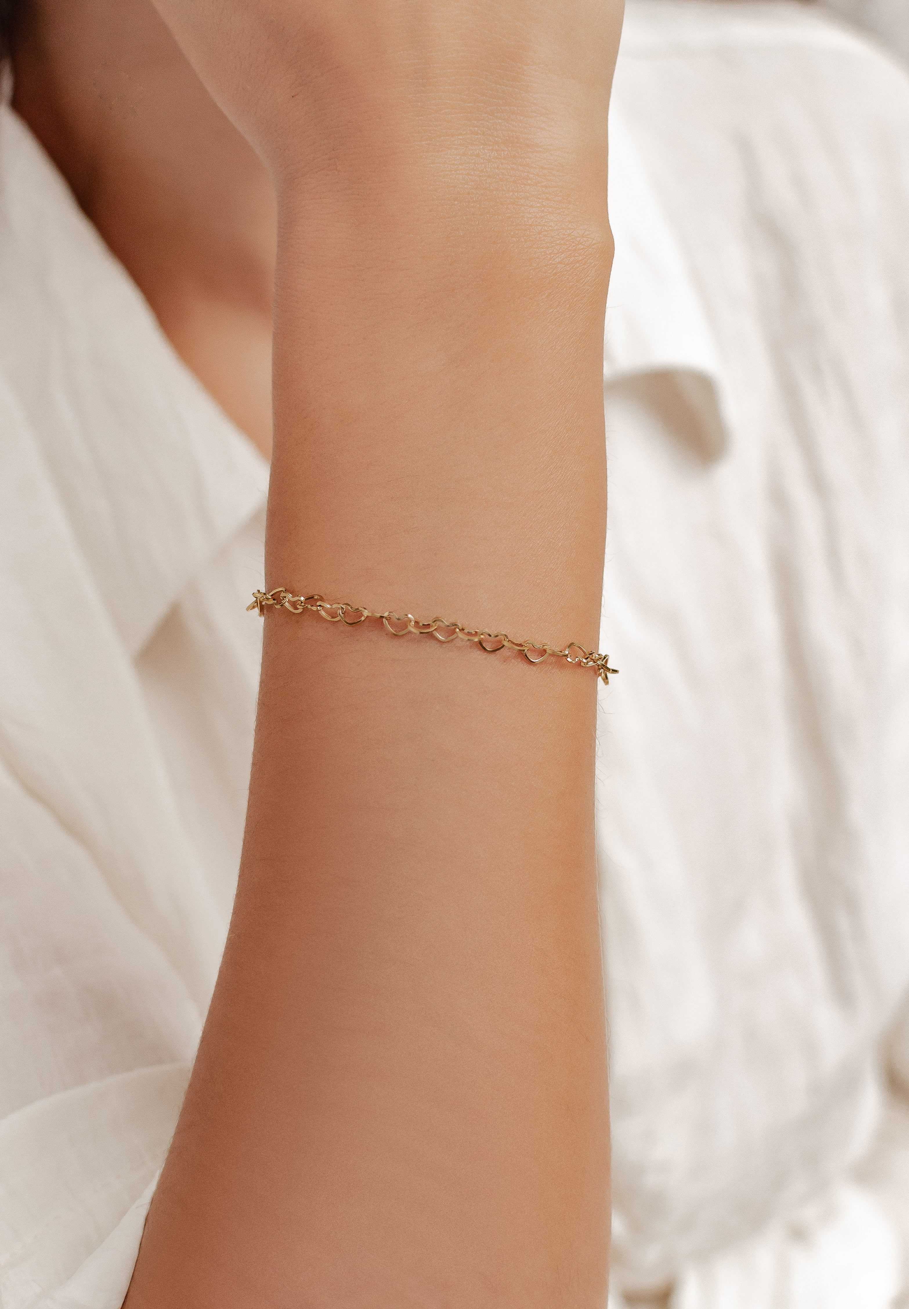 Hey Happiness Gliederarmband Herz Damen, vergoldet 18K Roségold, Edelstahl Armkette Liebe, Geschenkidee