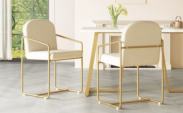 REDOM Esszimmerstuhl Moderner Küchenstuhl Set (2 St), mit goldenen Beinen, Samt, bequemer moderner minimalistischer Stil