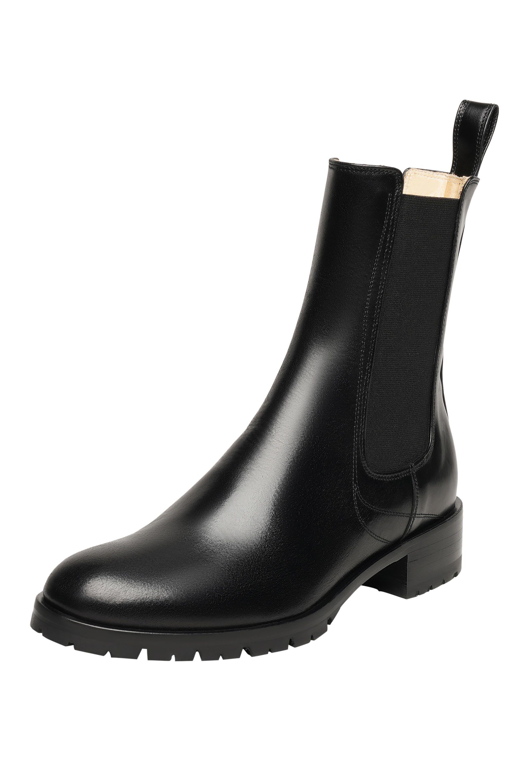 Leder Businessschuh handgefertigt, Ava Boots Damen Stevens Schlupfboots Stiefelette Schwarz CB Henry