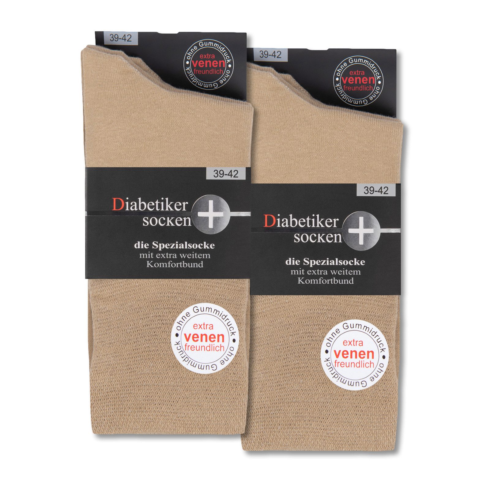 6 Paar Diabetikersocken Ohne Gummi - 97% Baumwolle, Nahtlos